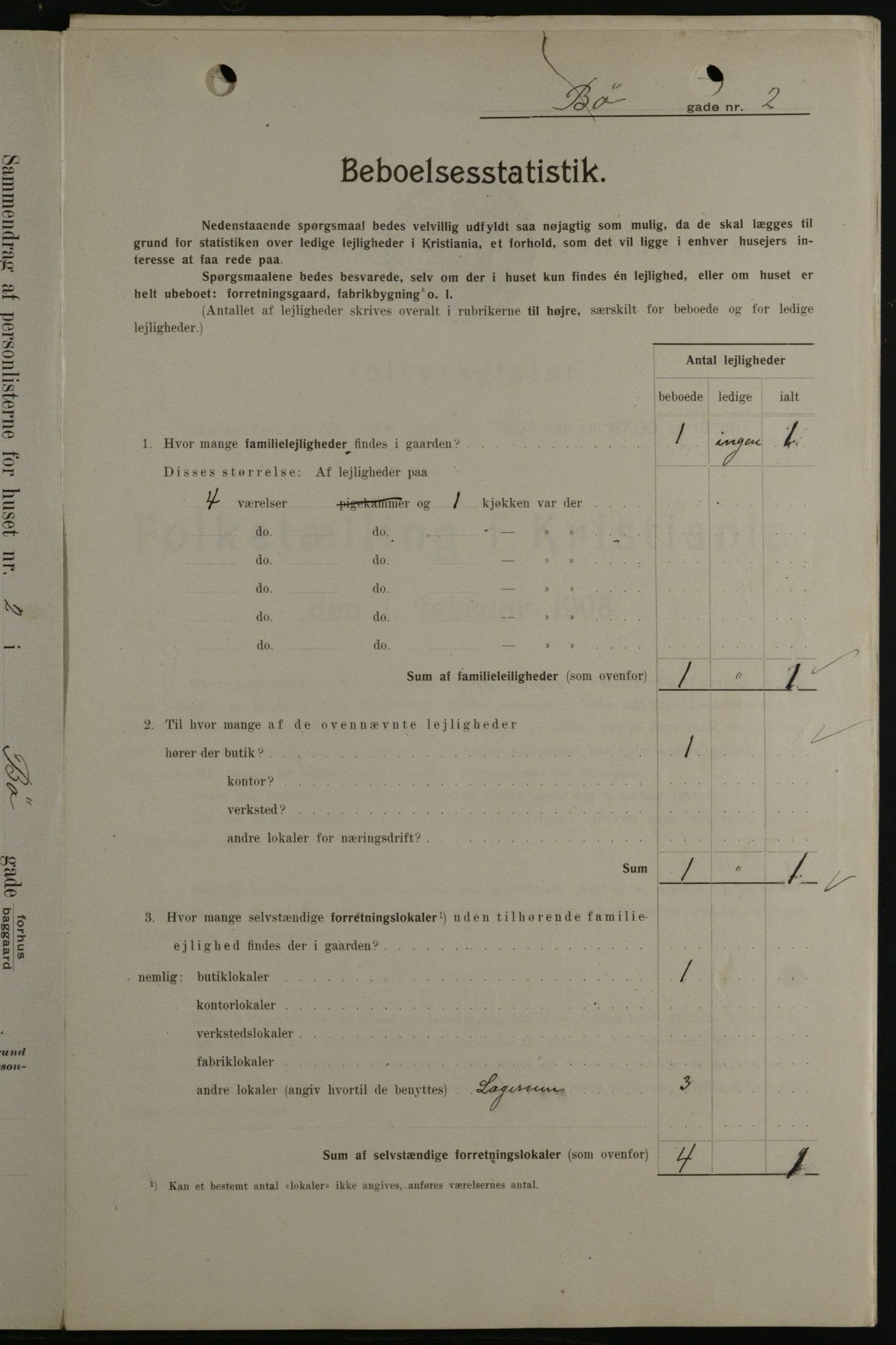 OBA, Municipal Census 1908 for Kristiania, 1908, p. 10465