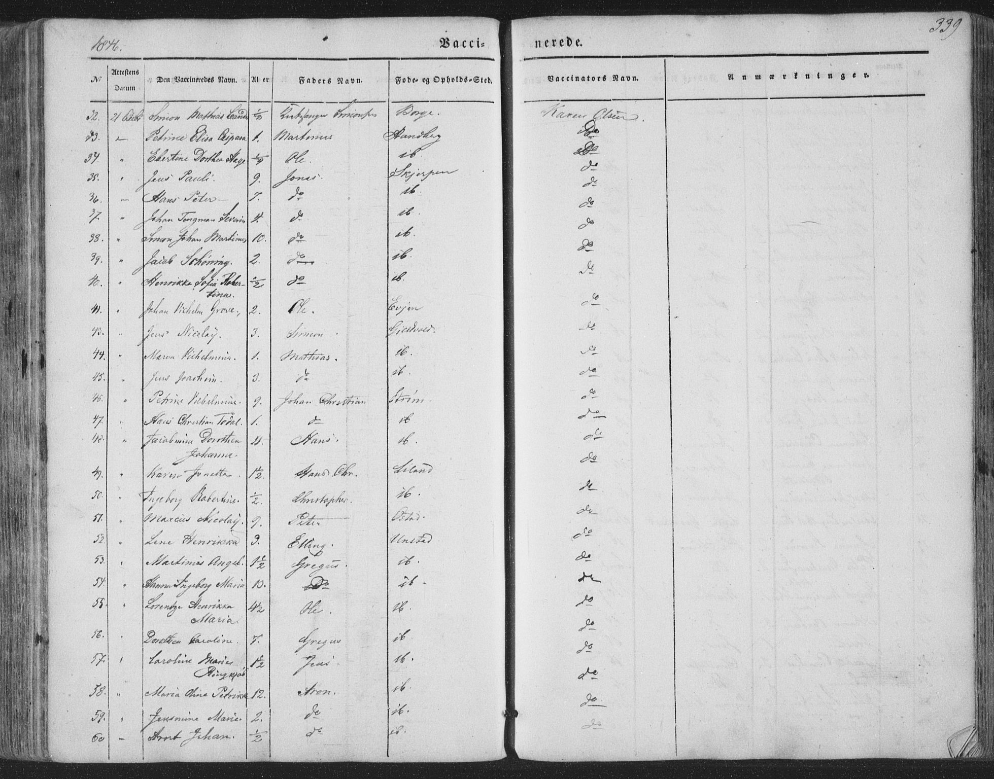 Ministerialprotokoller, klokkerbøker og fødselsregistre - Nordland, AV/SAT-A-1459/880/L1131: Parish register (official) no. 880A05, 1844-1868, p. 339