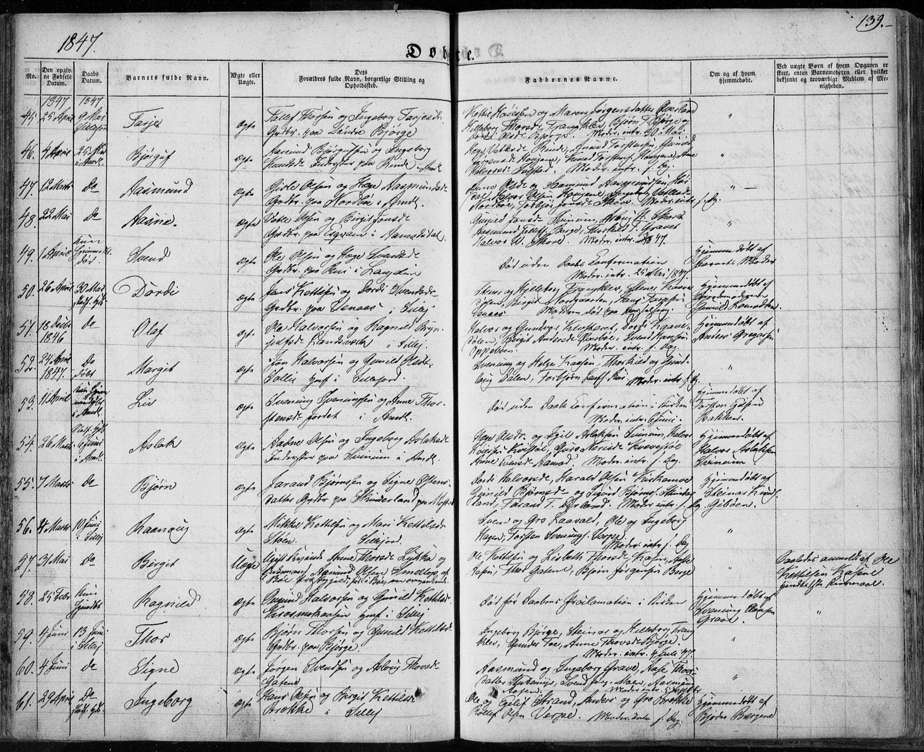 Seljord kirkebøker, AV/SAKO-A-20/F/Fa/L0011: Parish register (official) no. I 11, 1831-1849, p. 139