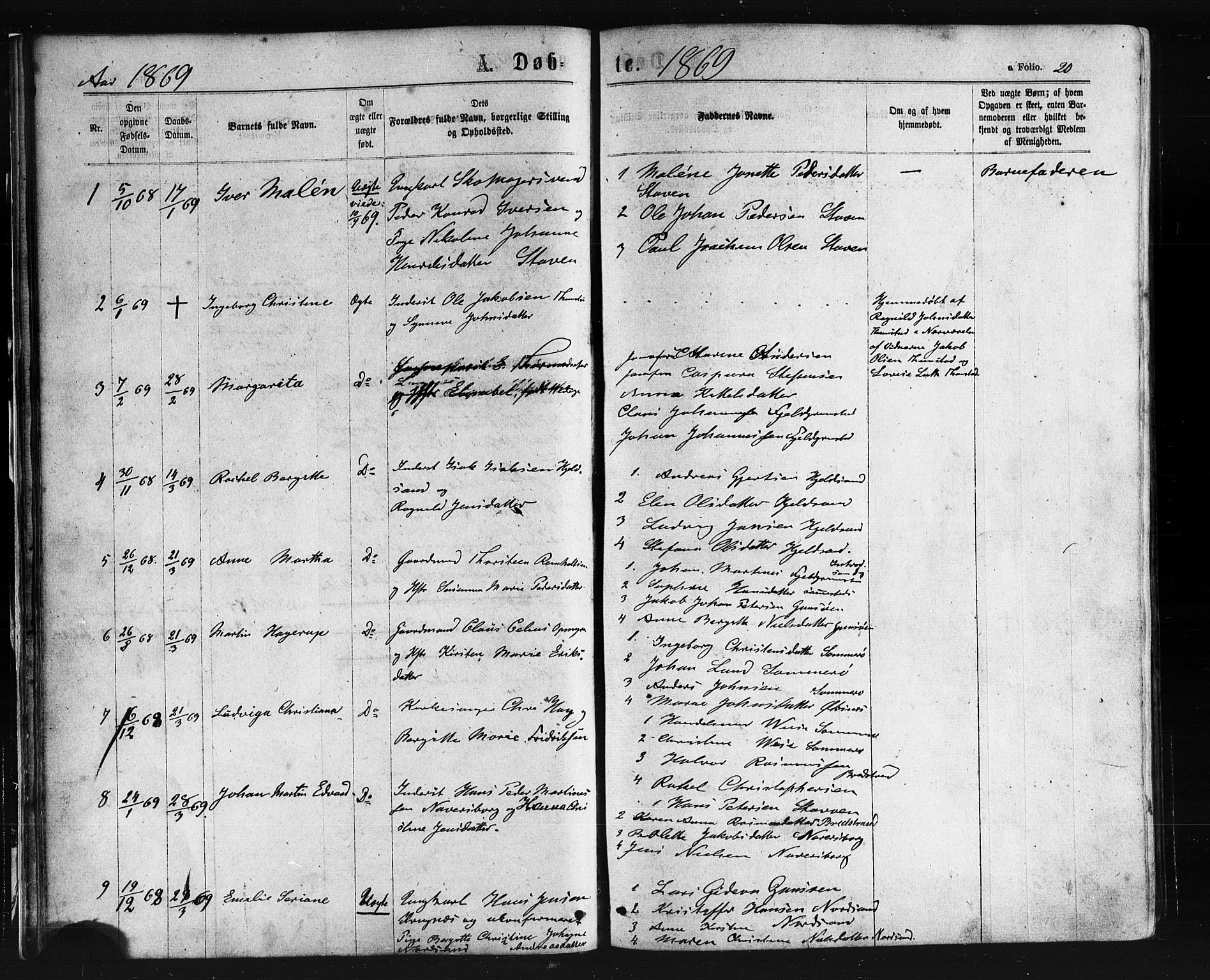 Ministerialprotokoller, klokkerbøker og fødselsregistre - Nordland, AV/SAT-A-1459/893/L1334: Parish register (official) no. 893A07, 1867-1877, p. 20