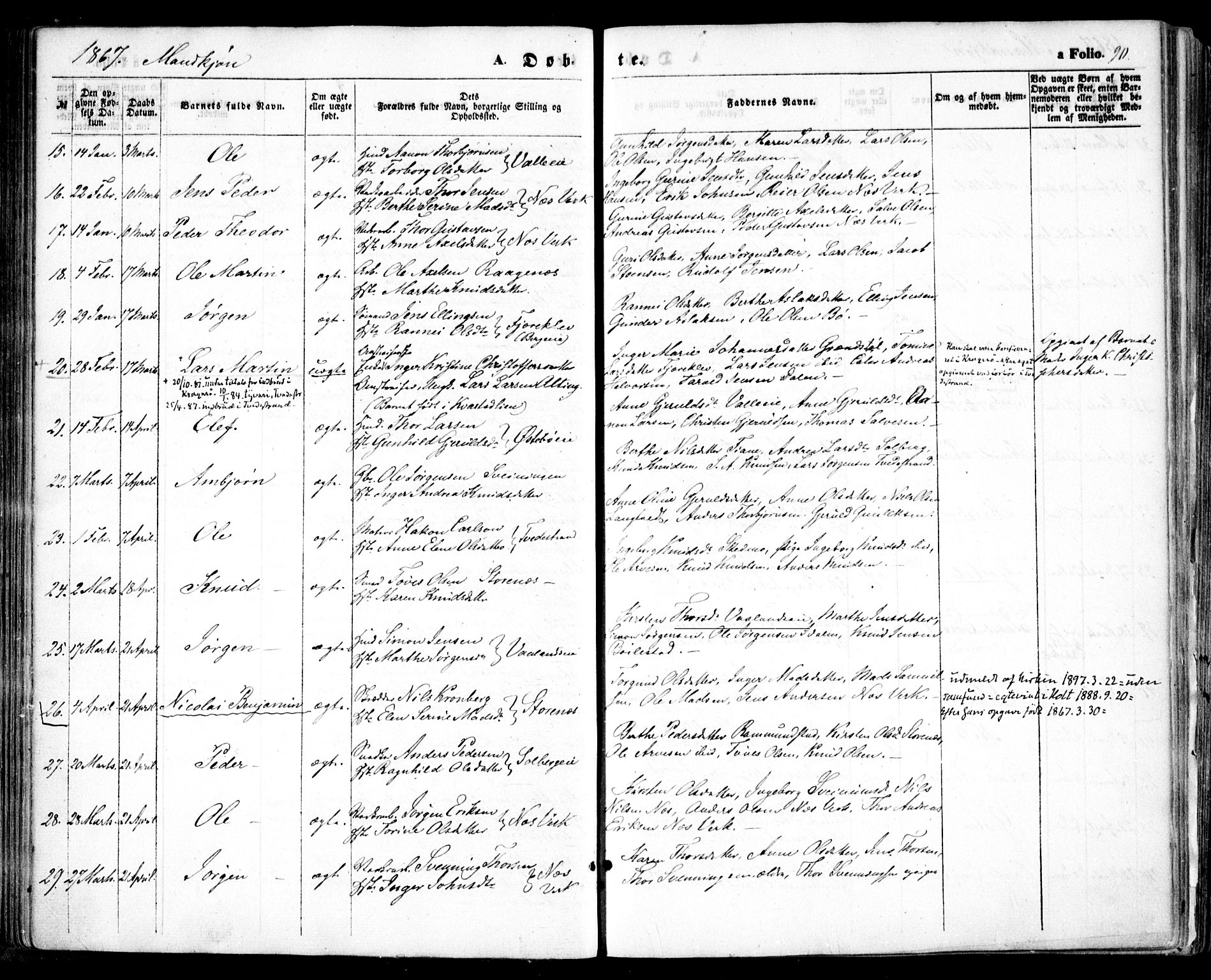 Holt sokneprestkontor, AV/SAK-1111-0021/F/Fa/L0009: Parish register (official) no. A 9, 1861-1871, p. 90