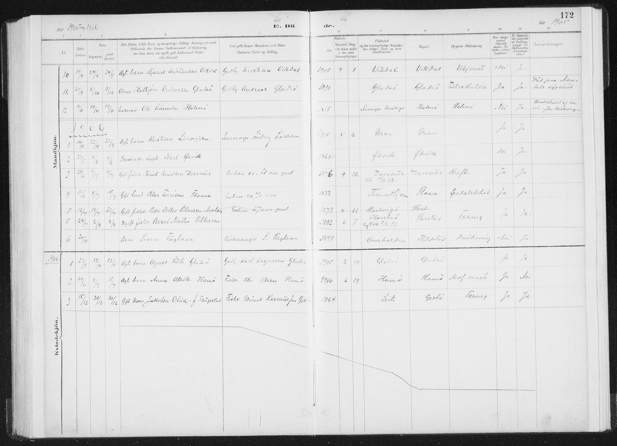 Ministerialprotokoller, klokkerbøker og fødselsregistre - Nord-Trøndelag, SAT/A-1458/771/L0597: Parish register (official) no. 771A04, 1885-1910, p. 172