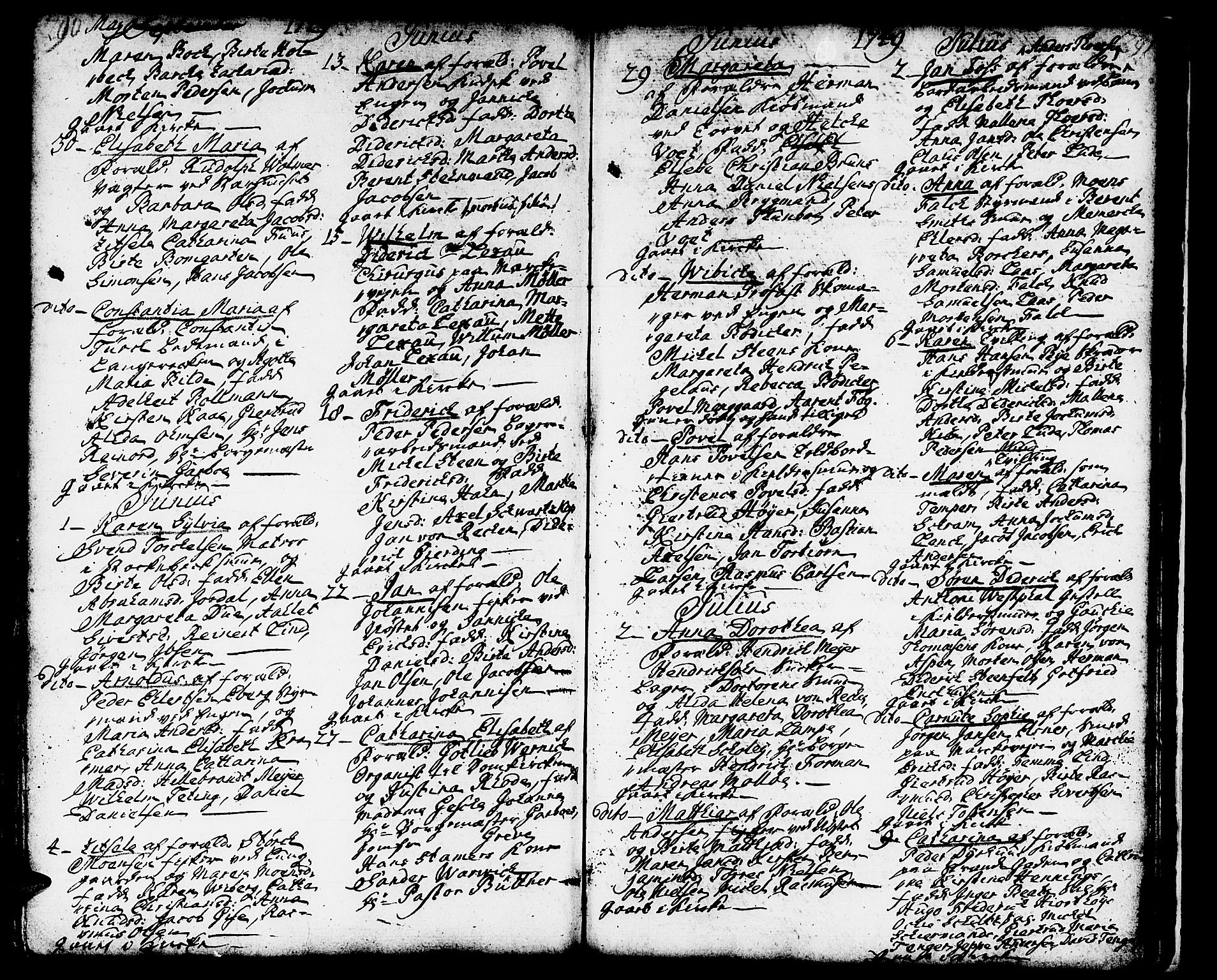 Domkirken sokneprestembete, SAB/A-74801/H/Haa/L0002: Parish register (official) no. A 2, 1733-1750, p. 290-291