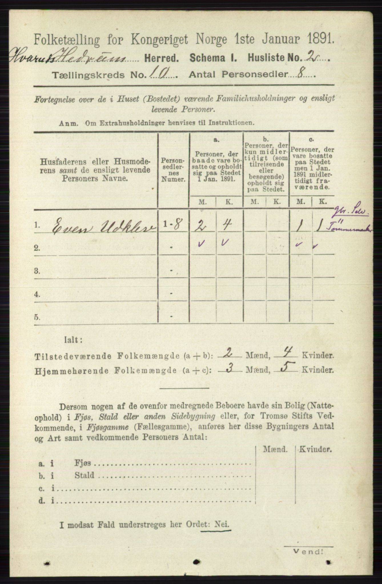 RA, 1891 census for 0727 Hedrum, 1891, p. 4324