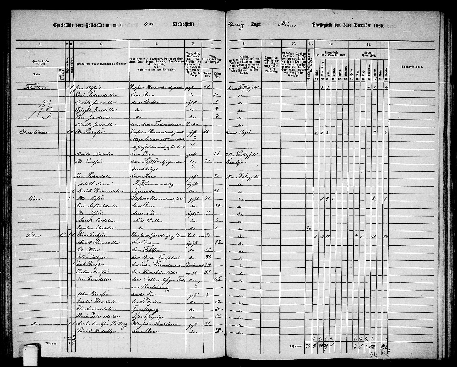 RA, 1865 census for Støren, 1865, p. 178