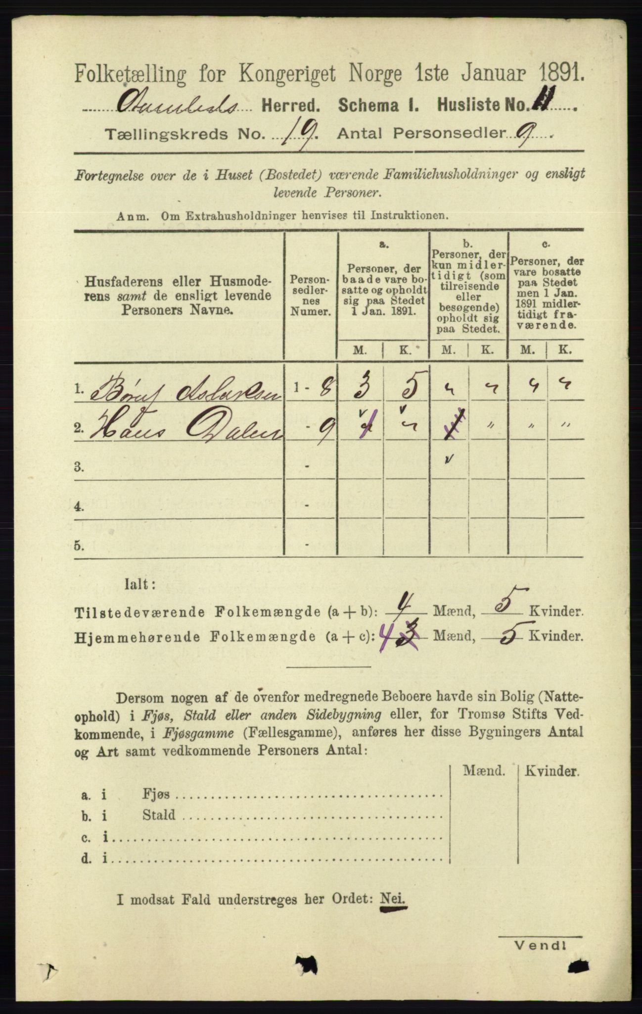 RA, 1891 census for 0929 Åmli, 1891, p. 3137