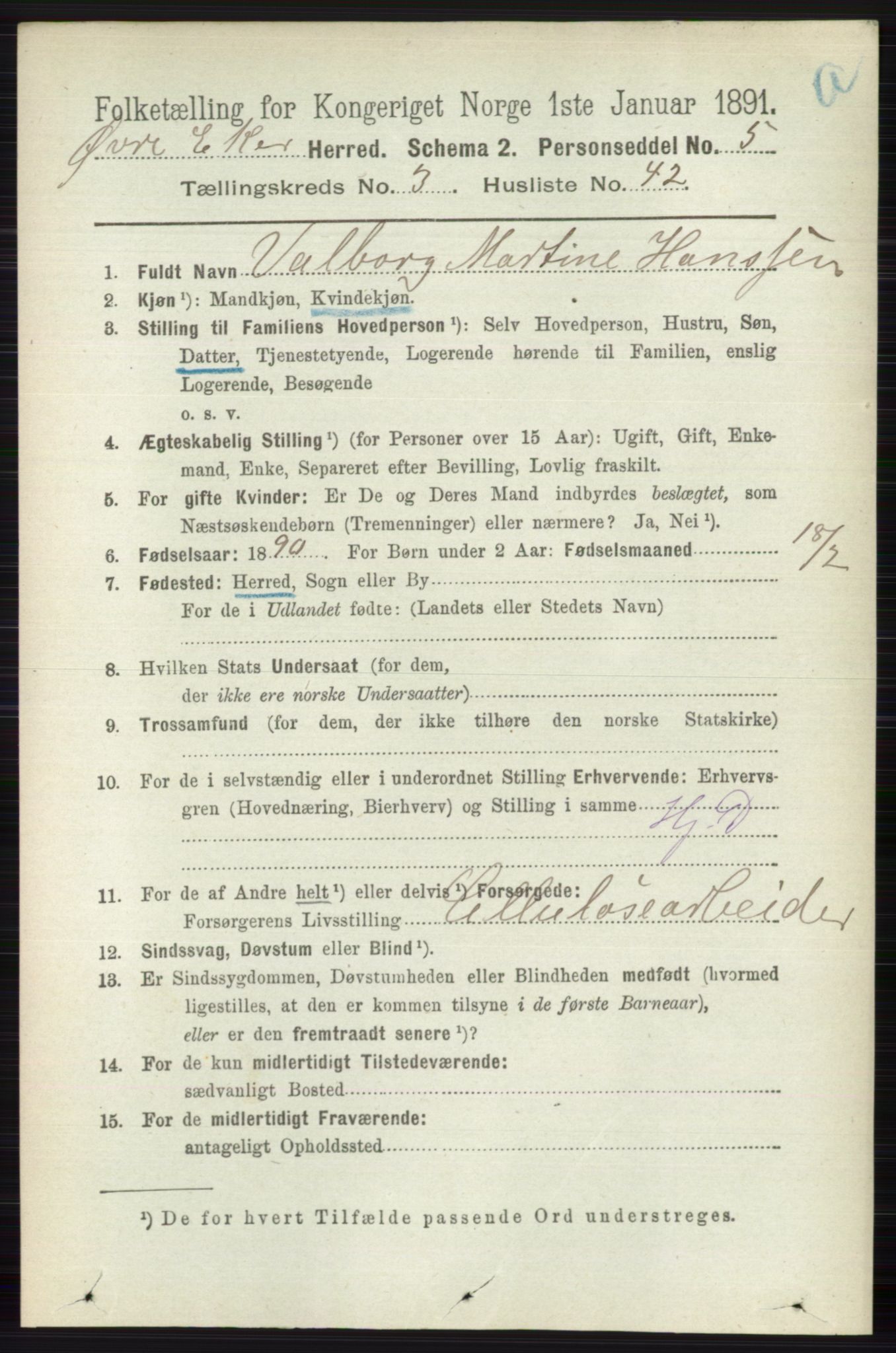 RA, 1891 census for 0624 Øvre Eiker, 1891, p. 1268