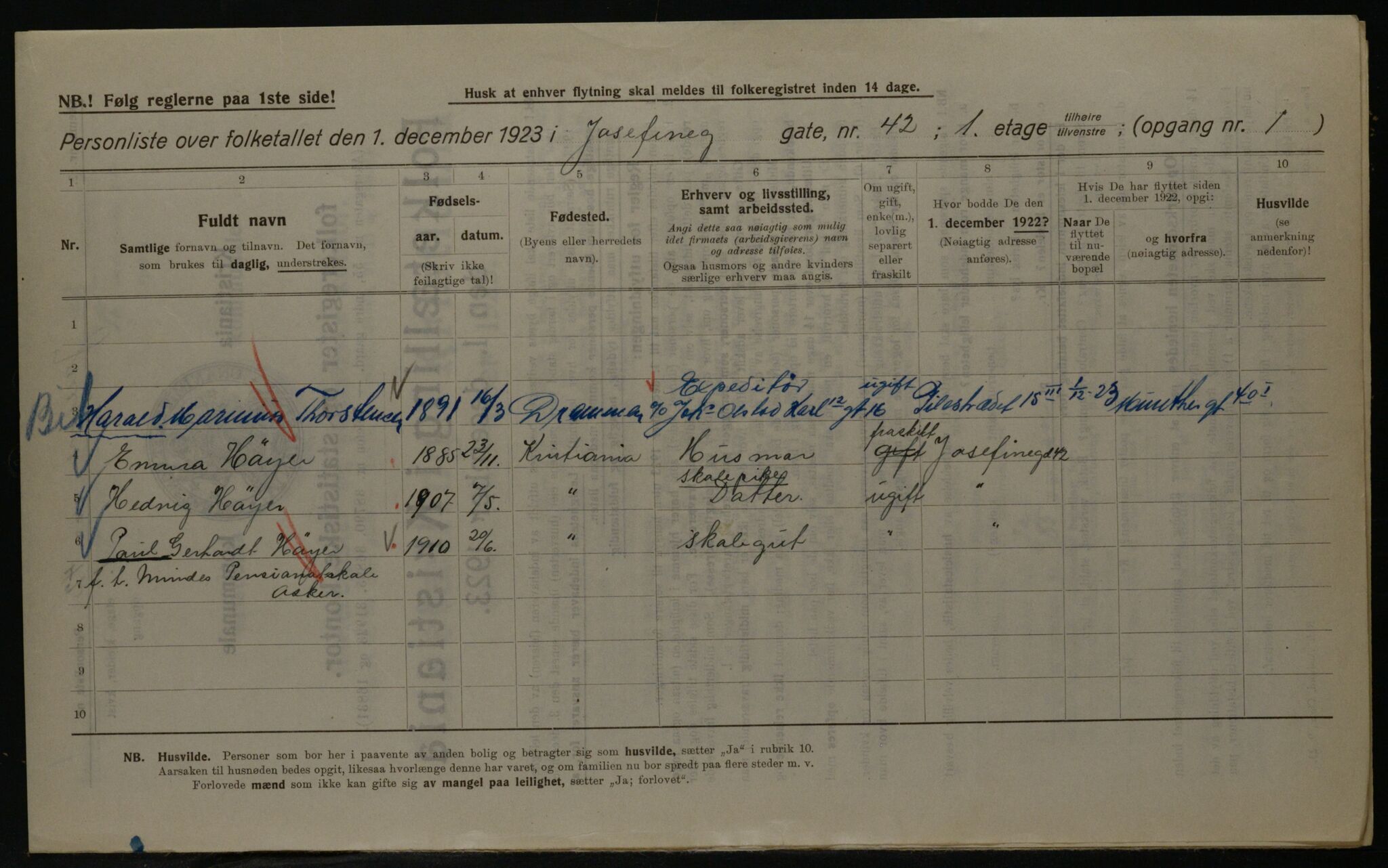 OBA, Municipal Census 1923 for Kristiania, 1923, p. 53475