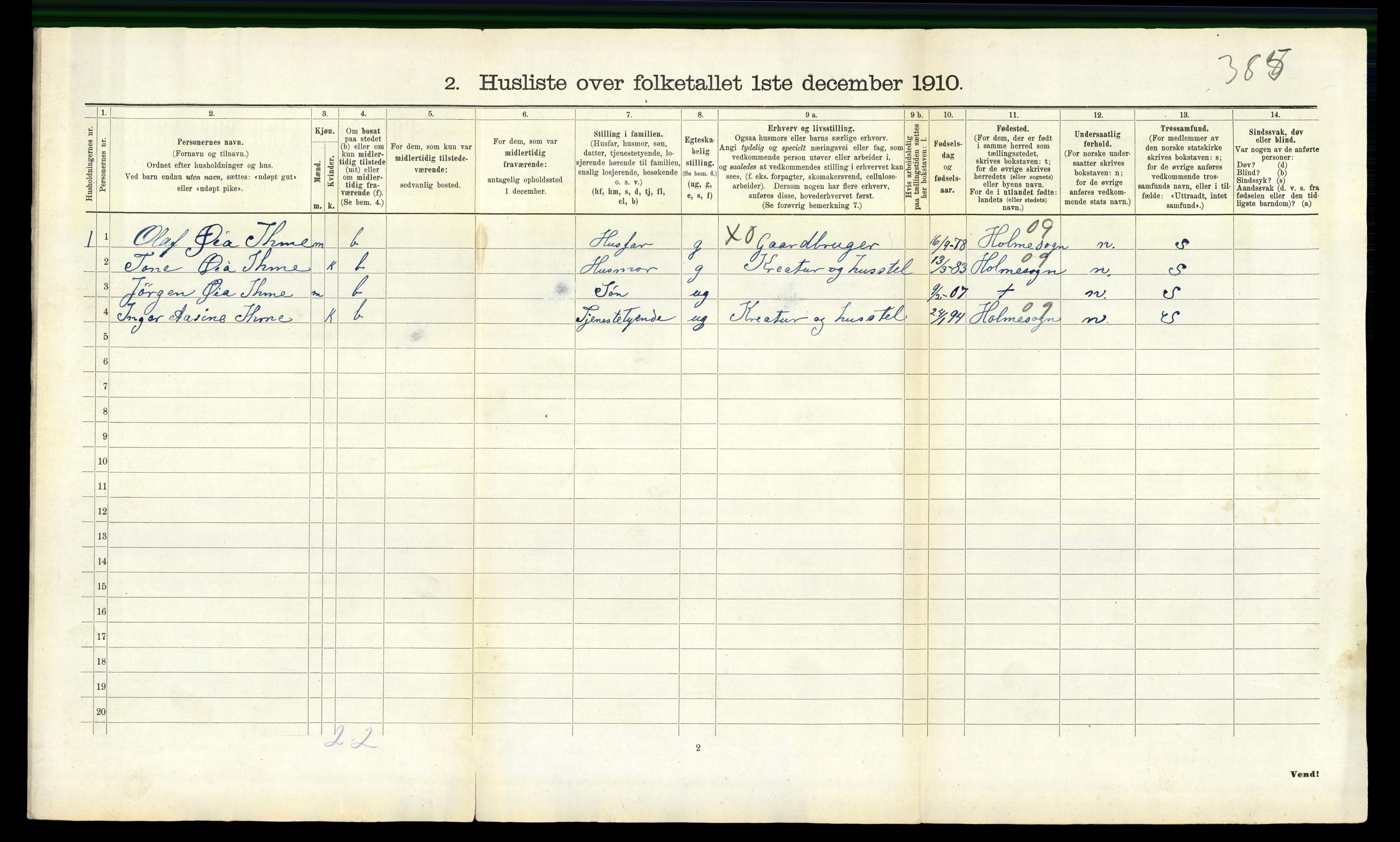 RA, 1910 census for Halse og Harkmark, 1910, p. 737