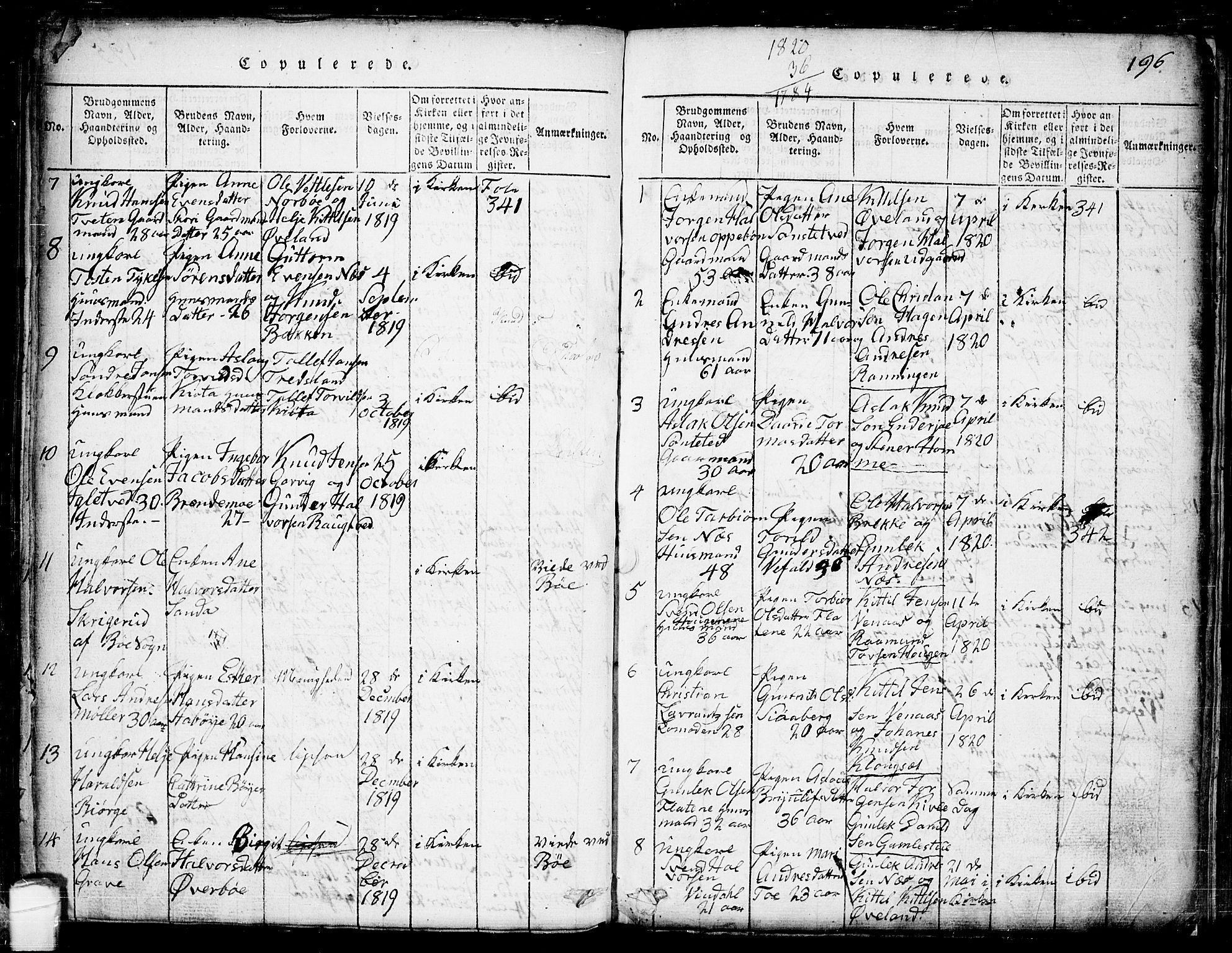 Seljord kirkebøker, SAKO/A-20/G/Ga/L0001: Parish register (copy) no. I 1, 1815-1854, p. 196