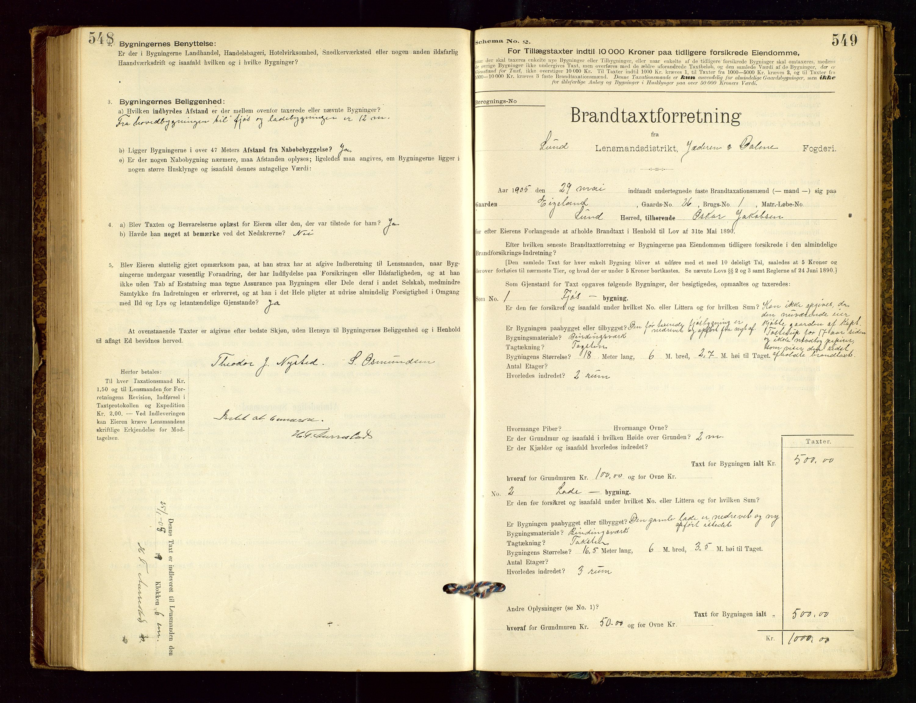 Lund lensmannskontor, SAST/A-100303/Gob/L0001: "Brandtakstprotokol", 1894-1907, p. 548-549