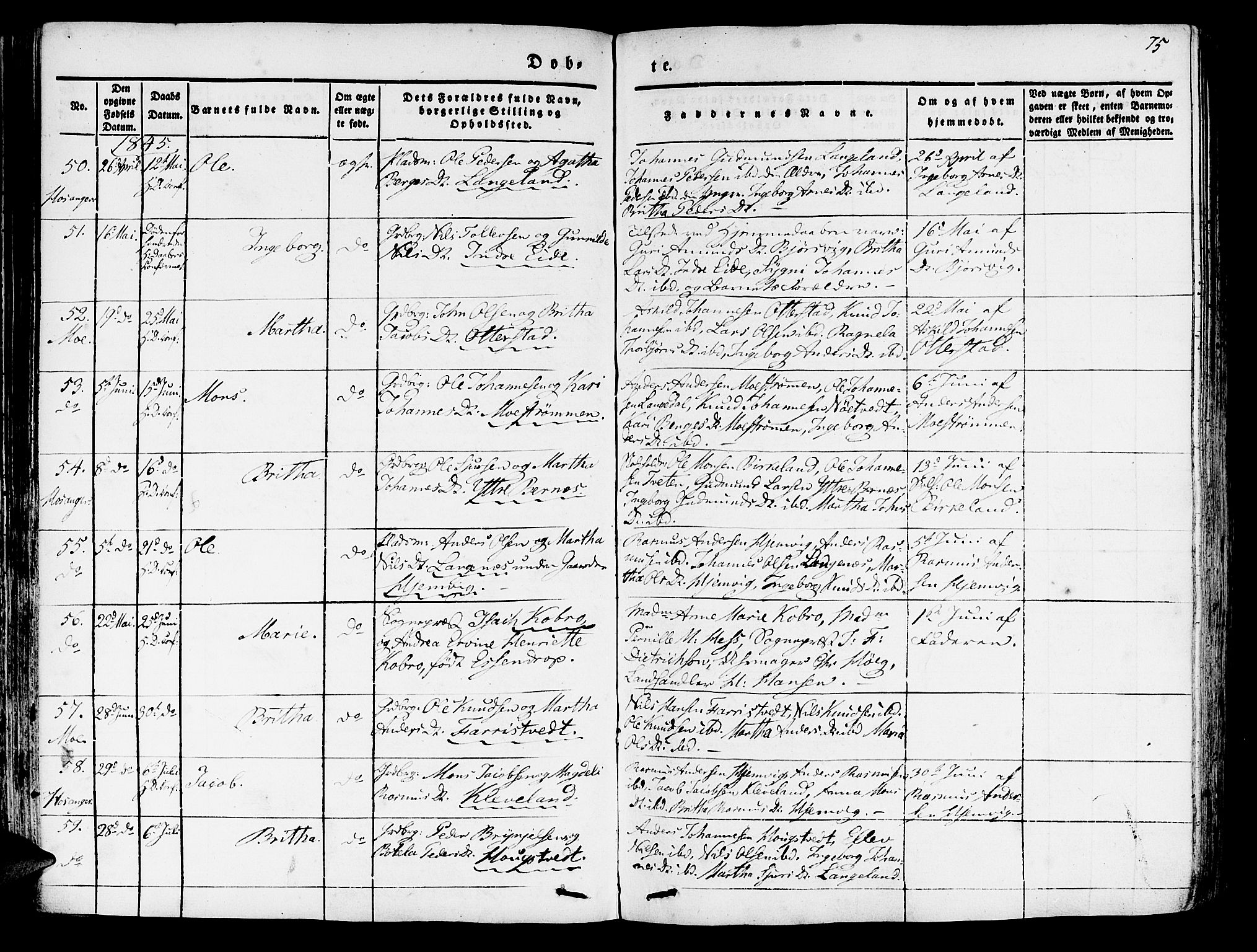 Hosanger sokneprestembete, AV/SAB-A-75801/H/Haa: Parish register (official) no. A 7, 1835-1848, p. 75