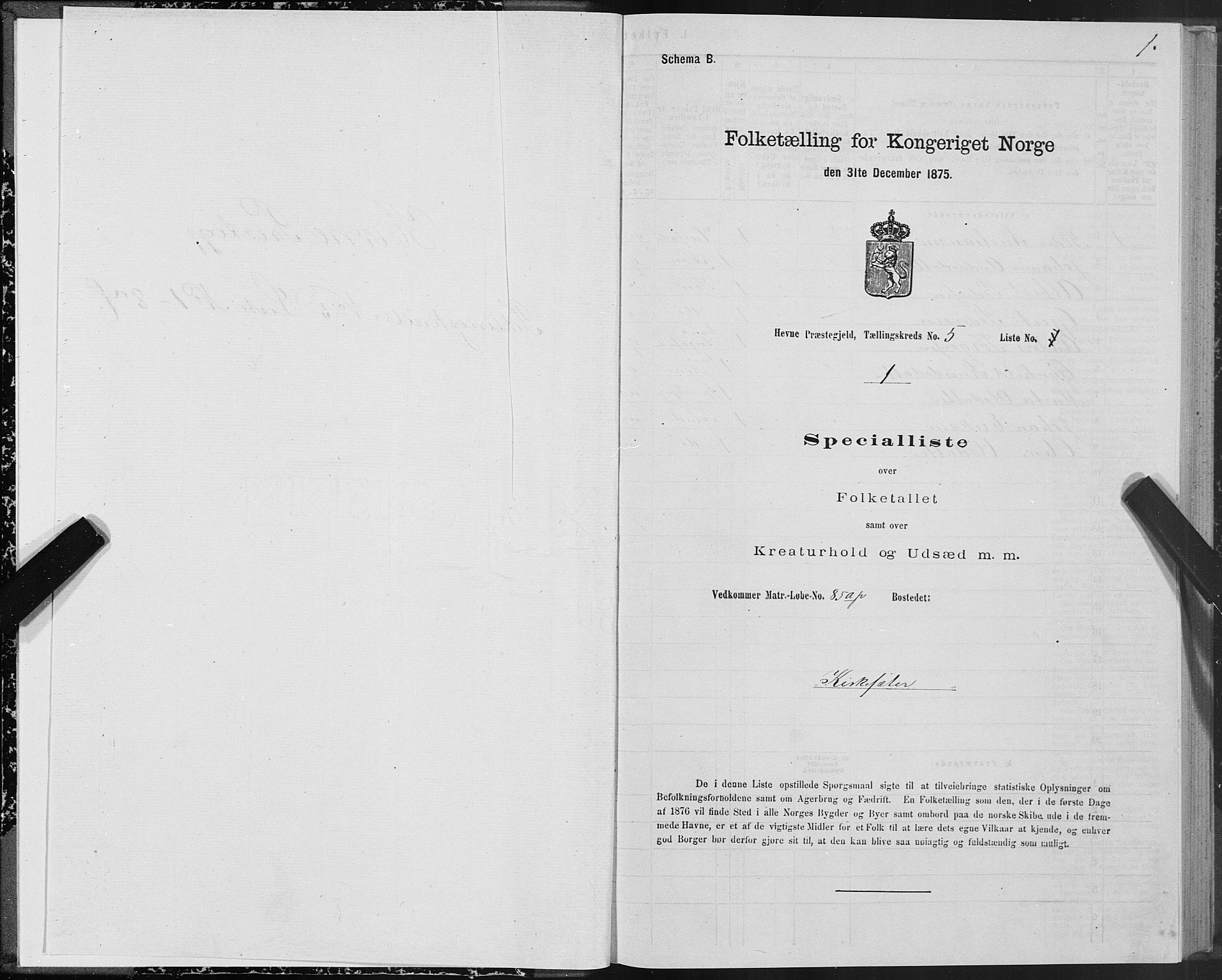 SAT, 1875 census for 1612P Hemne, 1875, p. 3001