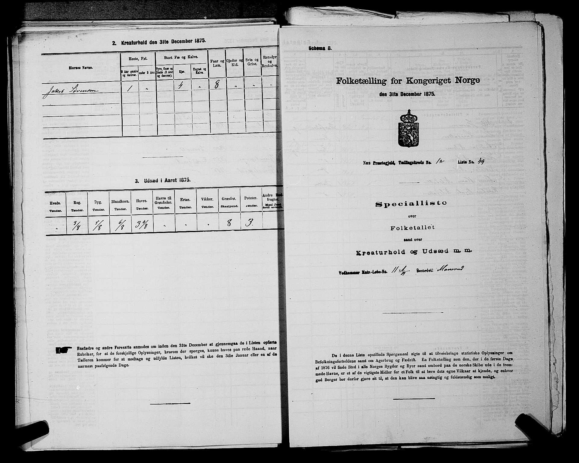 RA, 1875 census for 0236P Nes, 1875, p. 169