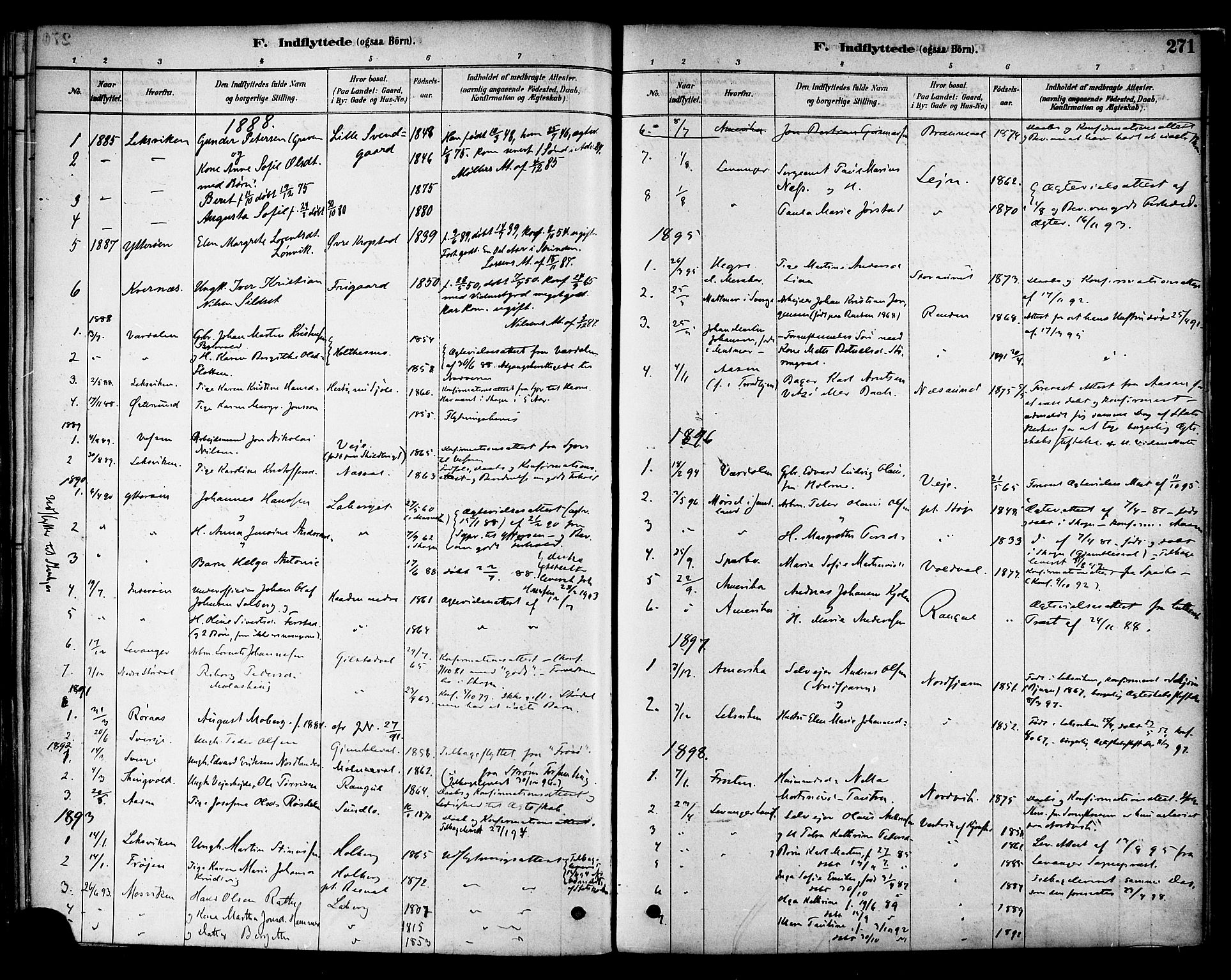 Ministerialprotokoller, klokkerbøker og fødselsregistre - Nord-Trøndelag, SAT/A-1458/717/L0159: Parish register (official) no. 717A09, 1878-1898, p. 271