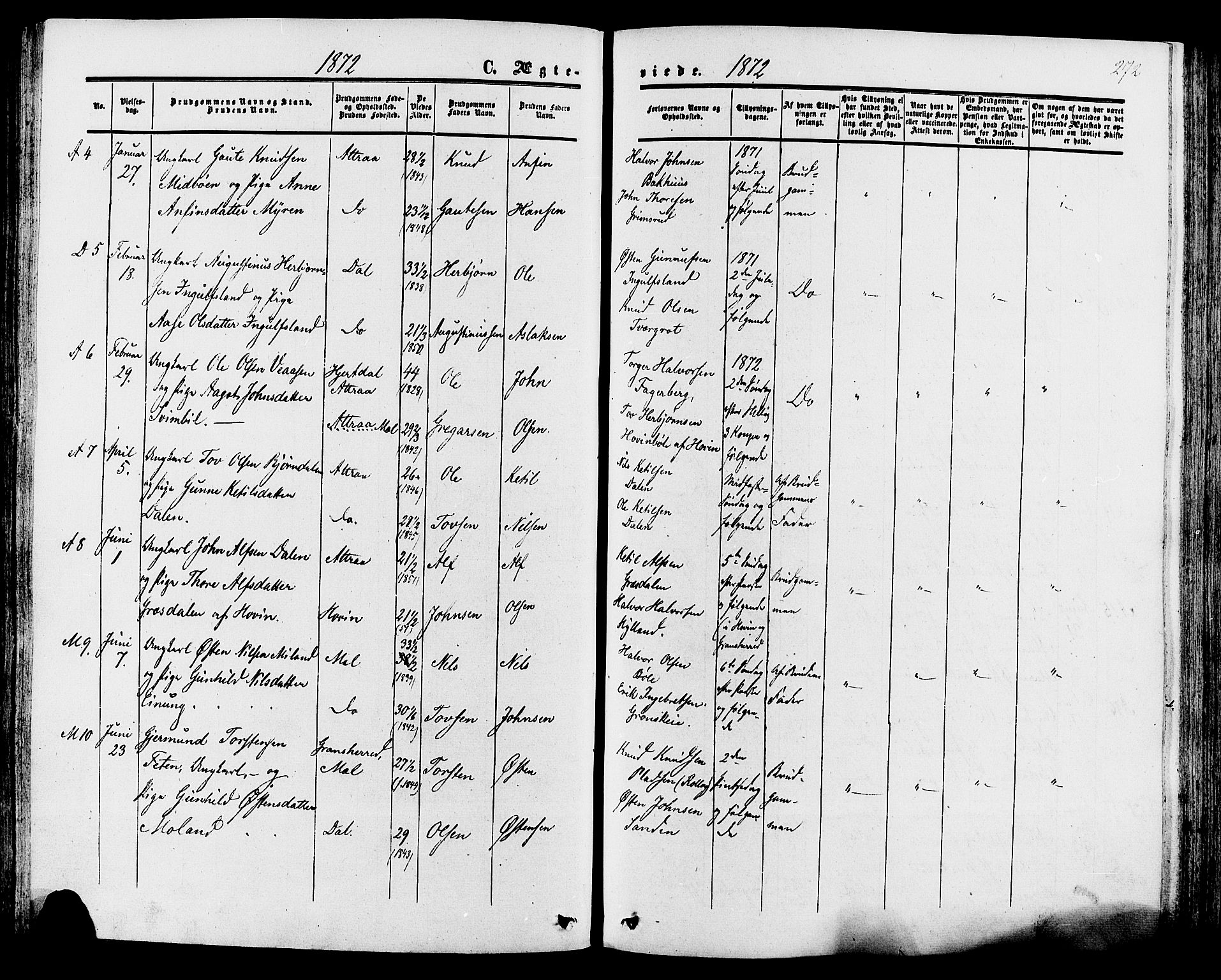 Tinn kirkebøker, SAKO/A-308/F/Fa/L0006: Parish register (official) no. I 6, 1857-1878, p. 272