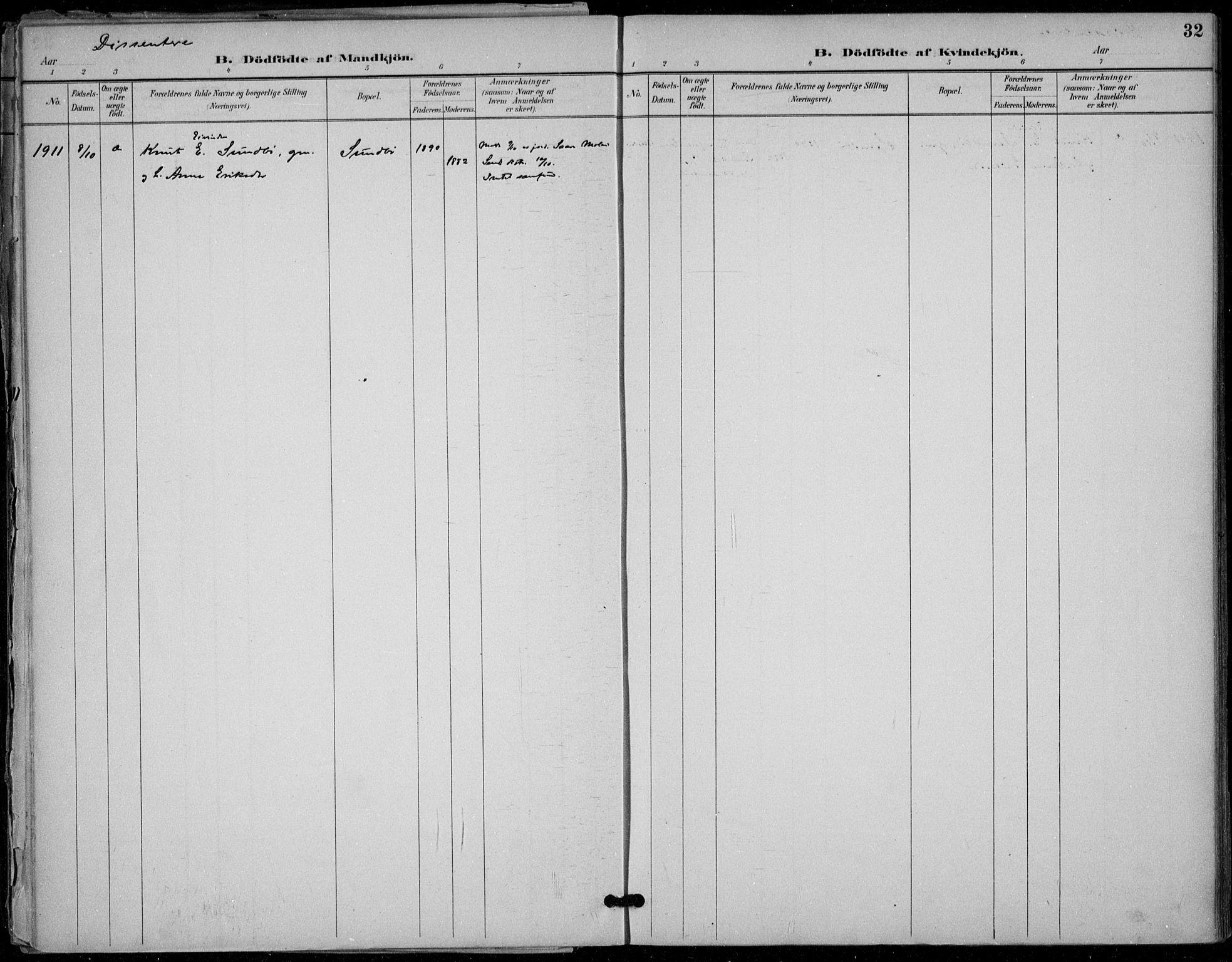 Seljord kirkebøker, SAKO/A-20/F/Fb/L0002: Parish register (official) no. II 2, 1887-1917, p. 32