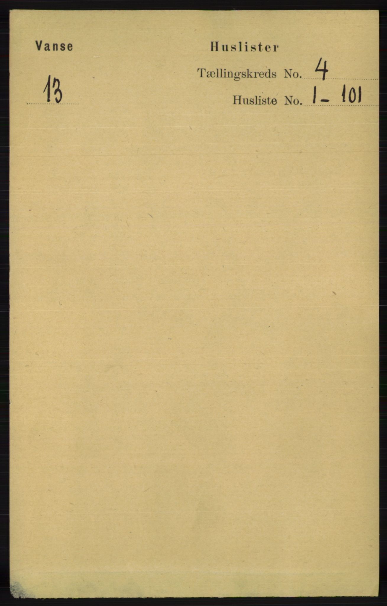 RA, 1891 census for 1041 Vanse, 1891, p. 2039