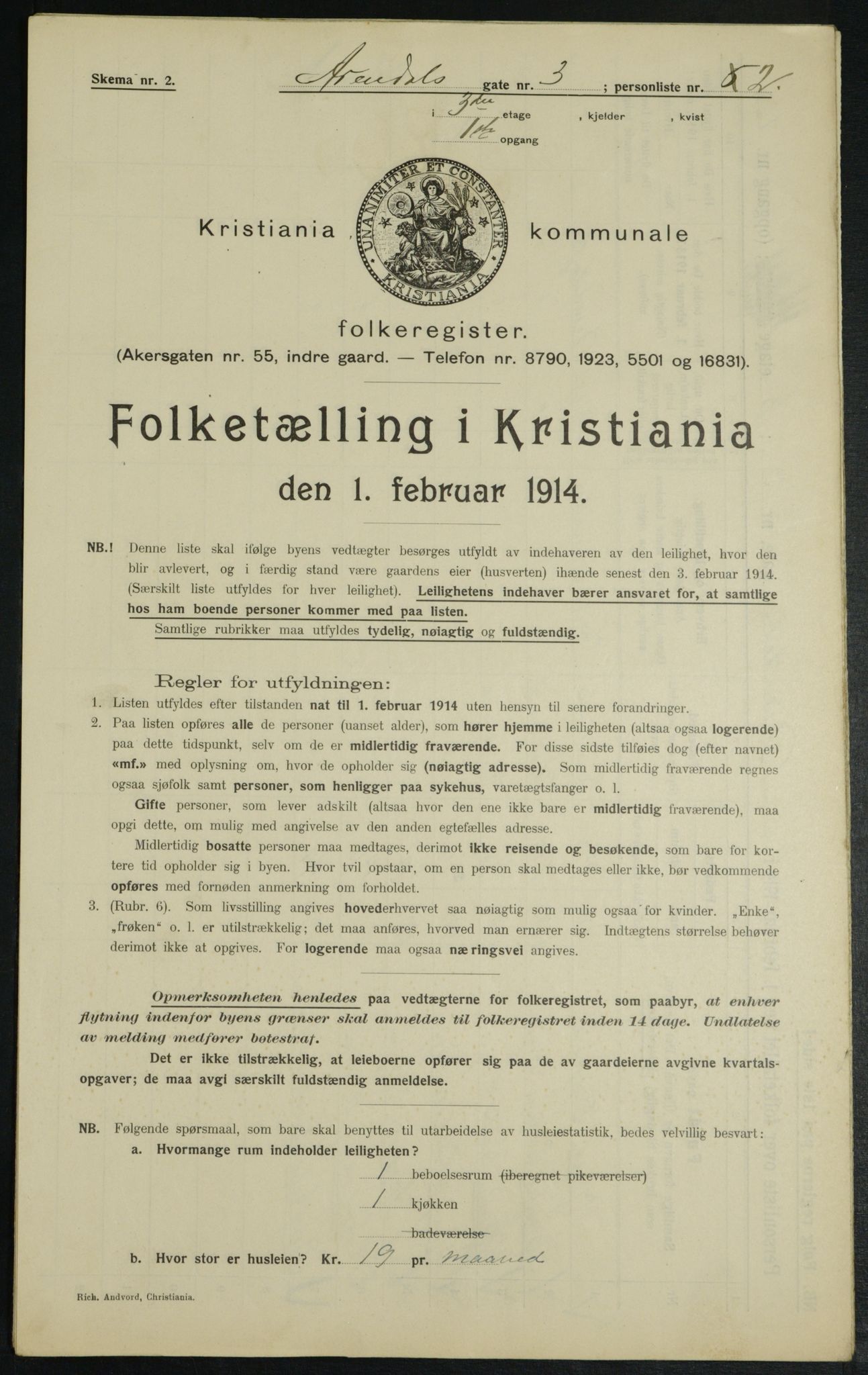 OBA, Municipal Census 1914 for Kristiania, 1914, p. 2079