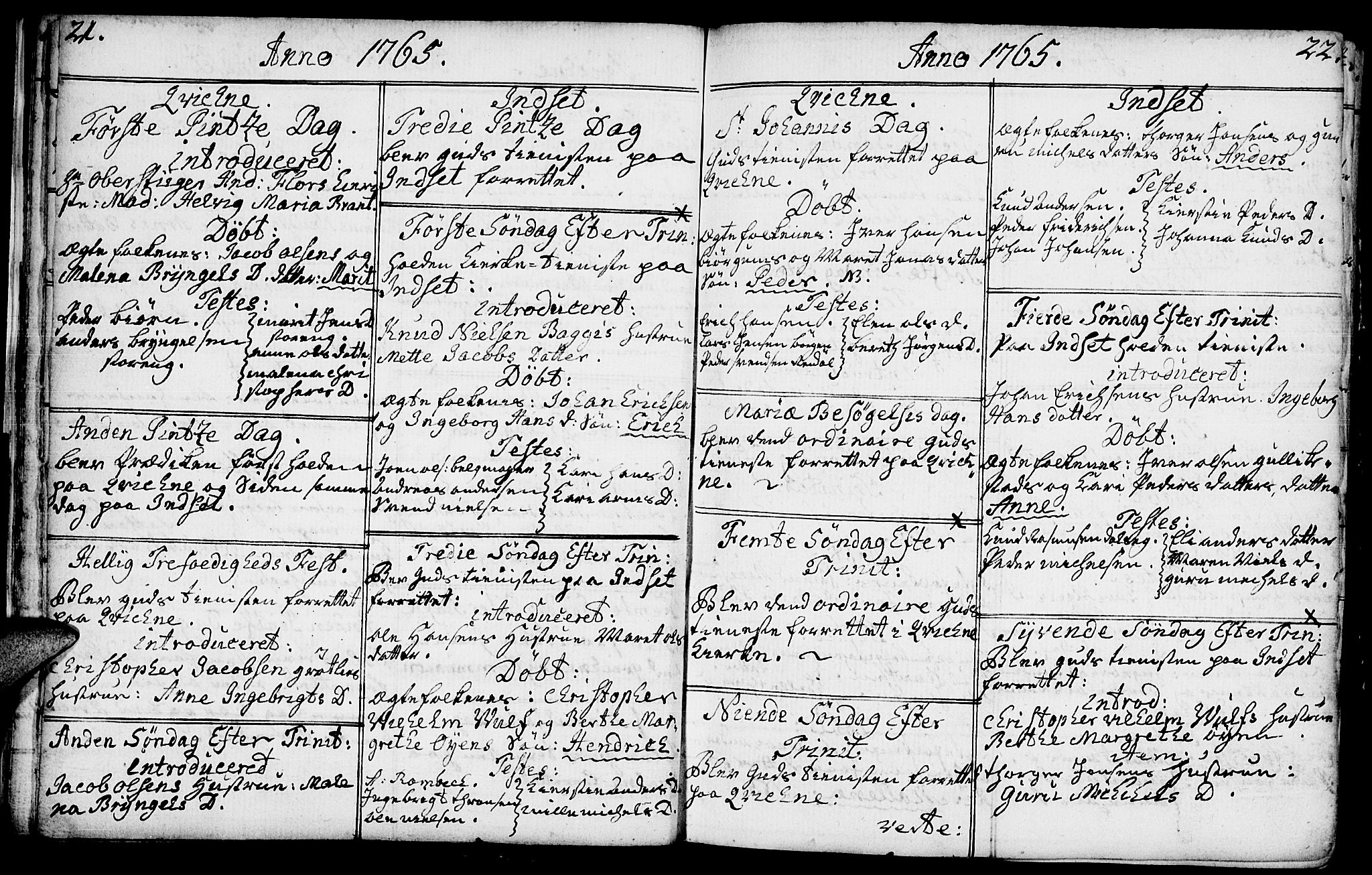 Kvikne prestekontor, SAH/PREST-064/H/Ha/Haa/L0002: Parish register (official) no. 2, 1764-1784, p. 21-22