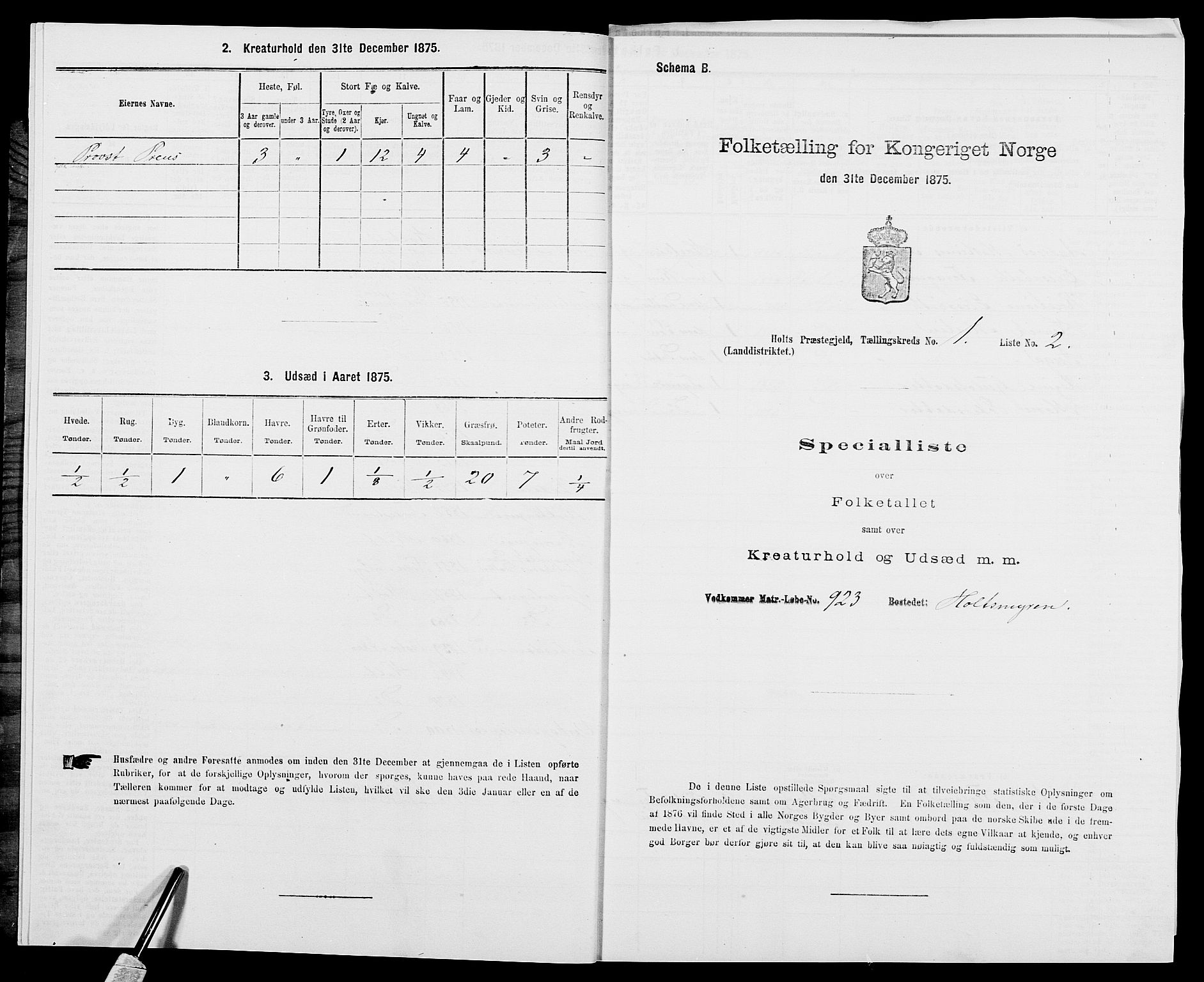 SAK, 1875 census for 0914L Holt/Holt, 1875, p. 51