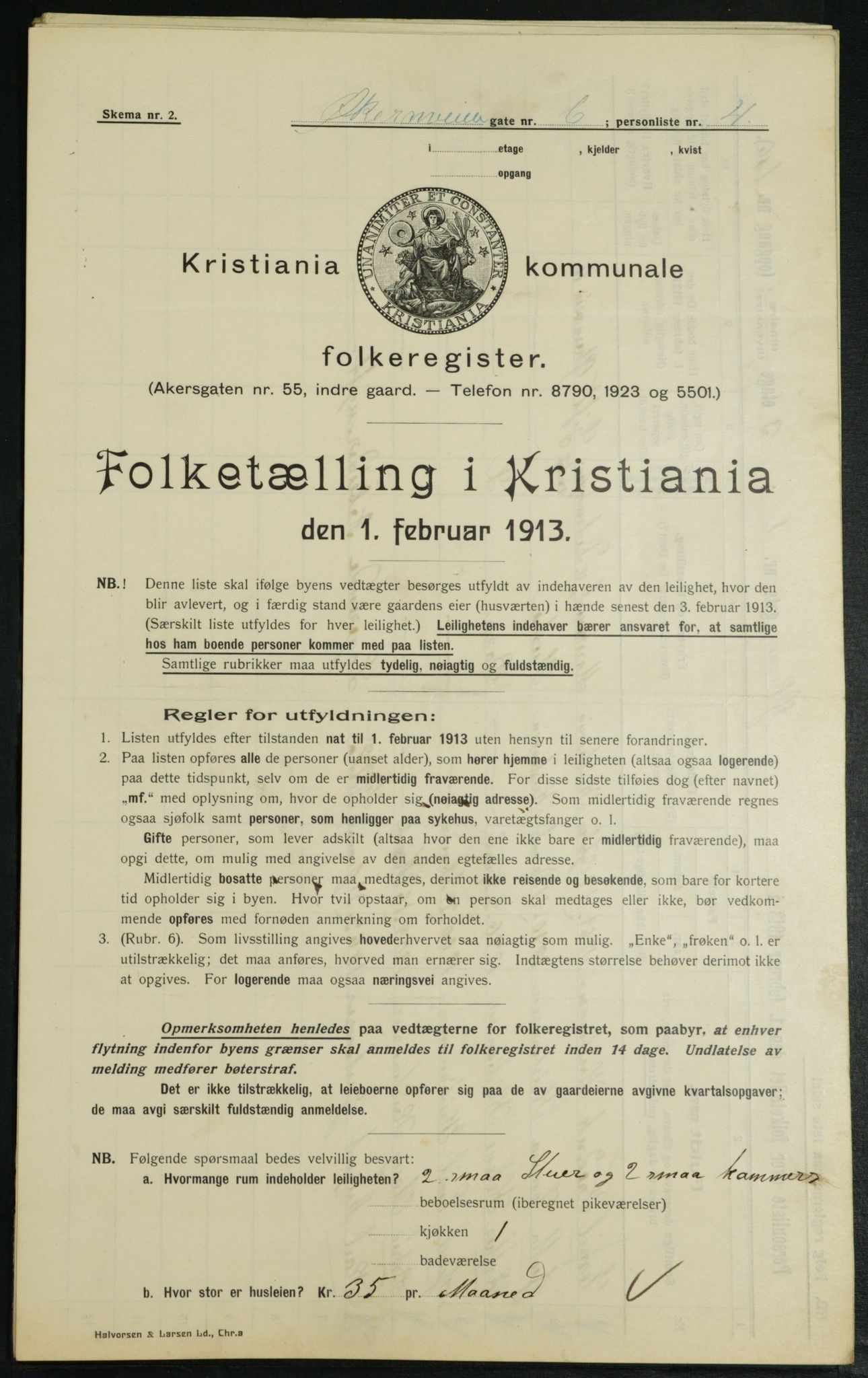 OBA, Municipal Census 1913 for Kristiania, 1913, p. 128686