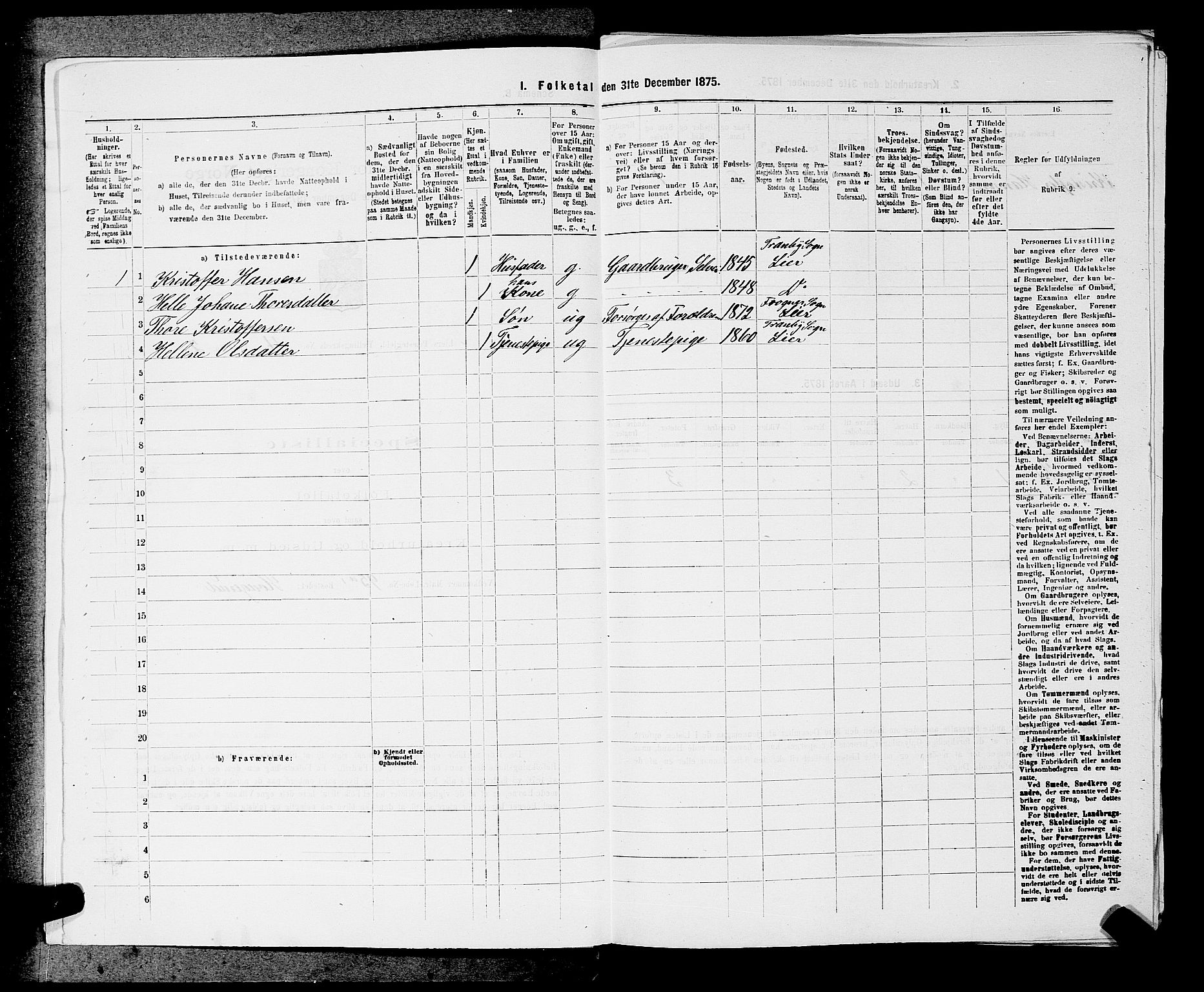 SAKO, 1875 census for 0626P Lier, 1875, p. 701