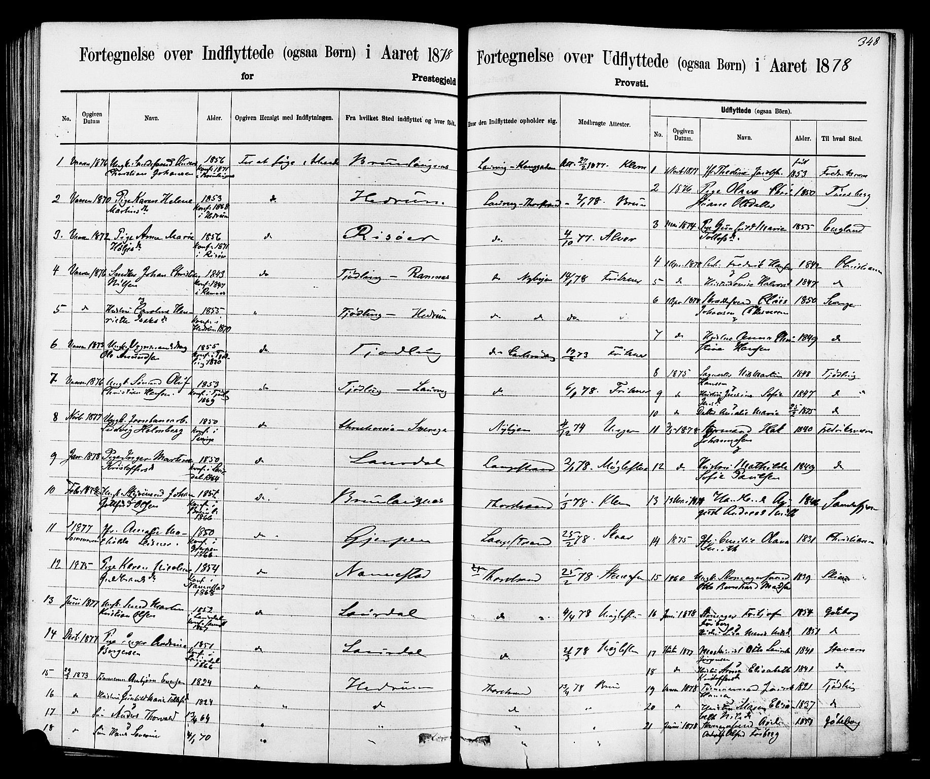 Larvik kirkebøker, AV/SAKO-A-352/F/Fa/L0007: Parish register (official) no. I 7, 1871-1883, p. 348