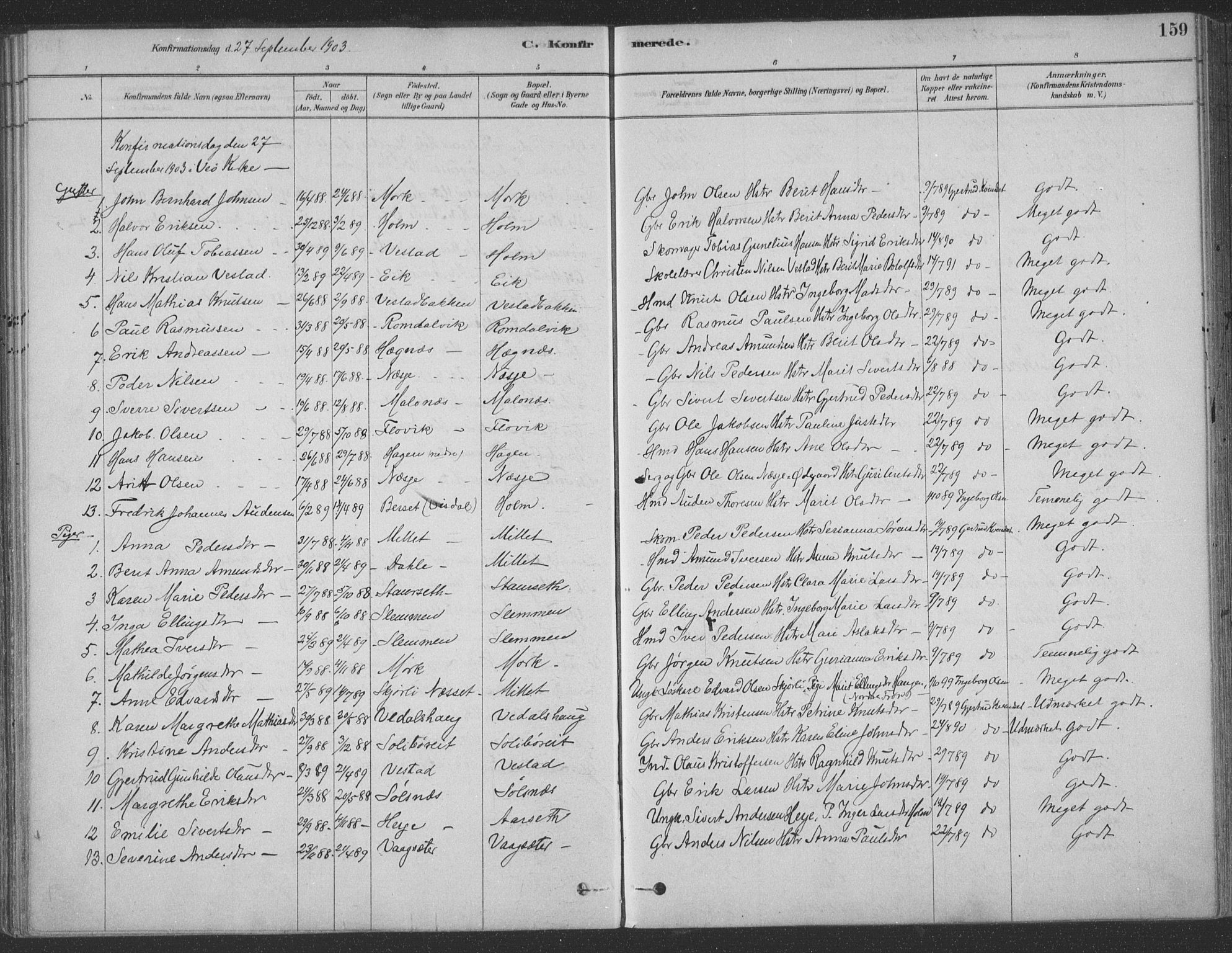 Ministerialprotokoller, klokkerbøker og fødselsregistre - Møre og Romsdal, SAT/A-1454/547/L0604: Parish register (official) no. 547A06, 1878-1906, p. 159