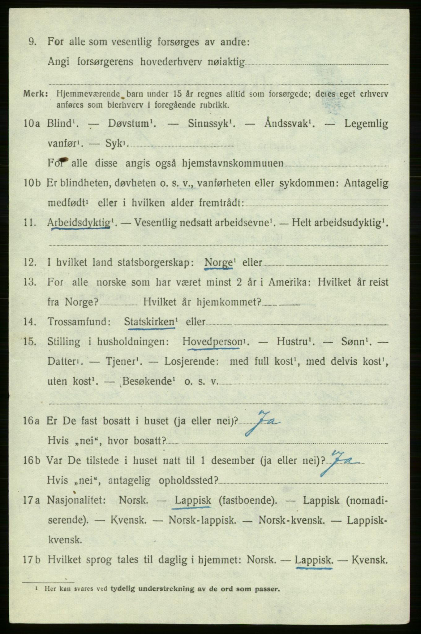 SATØ, 1920 census for , 1920, p. 949