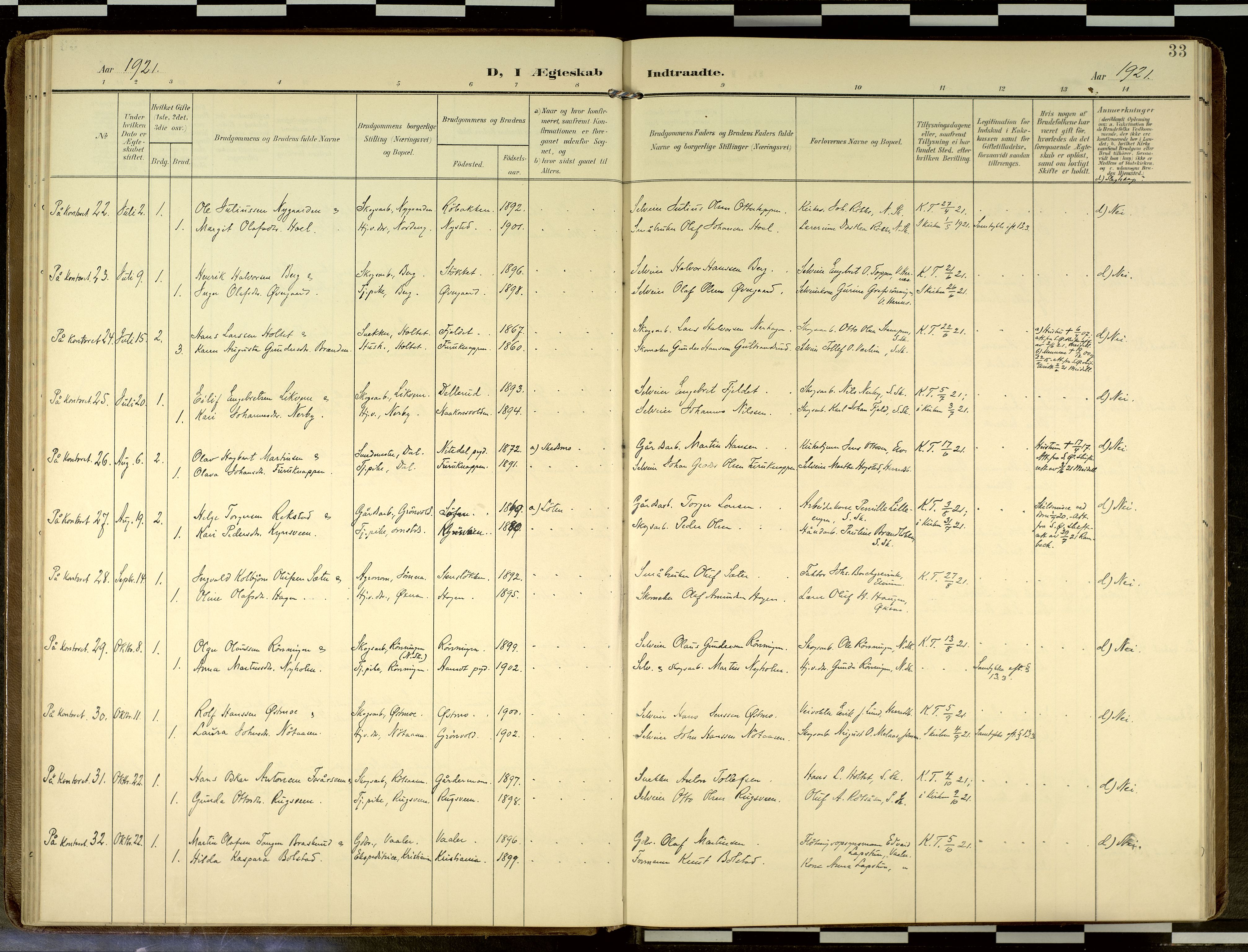 Elverum prestekontor, AV/SAH-PREST-044/H/Ha/Haa/L0019: Parish register (official) no. 19, 1903-1926, p. 33