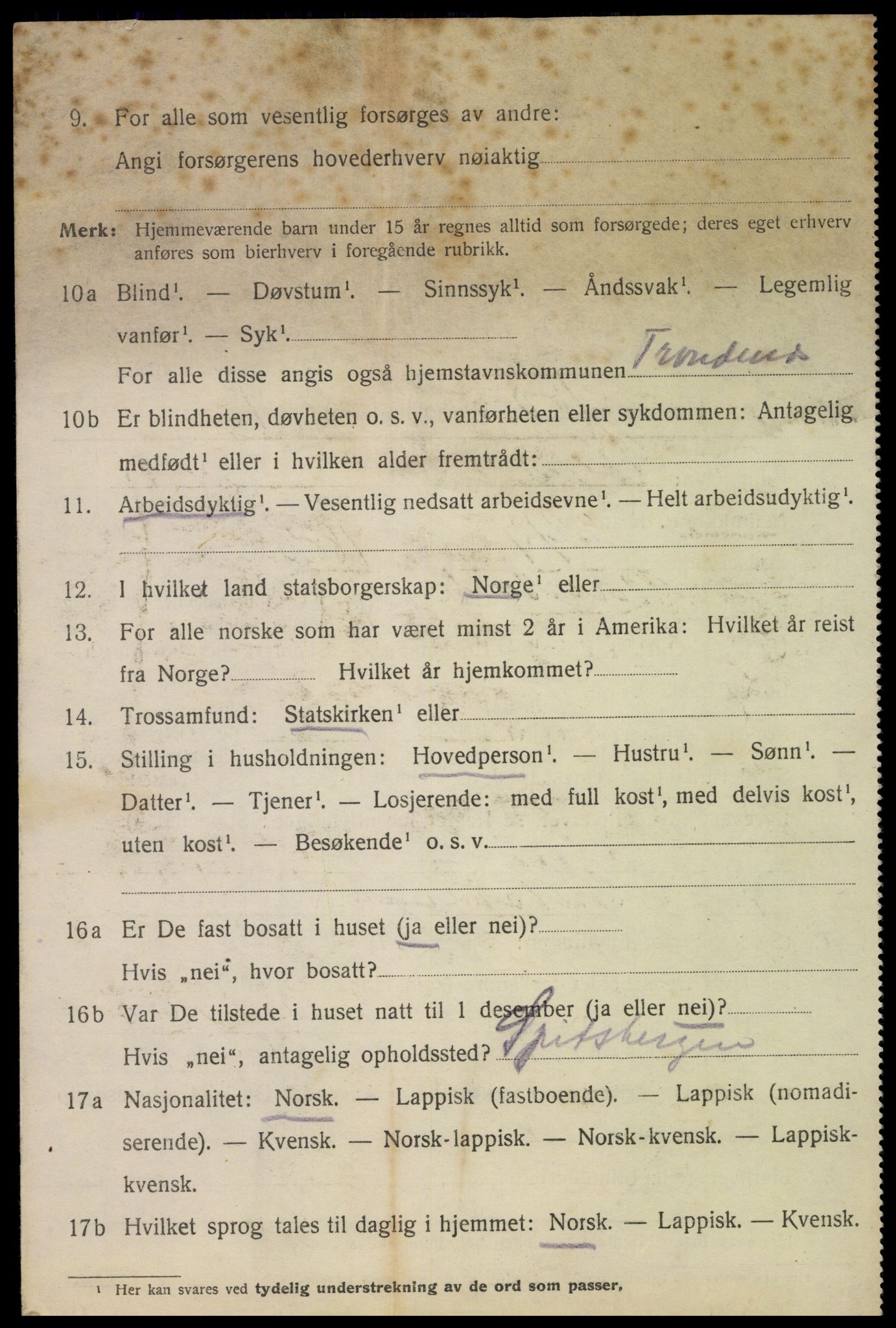 SAT, 1920 census for Svolvær, 1920, p. 3139