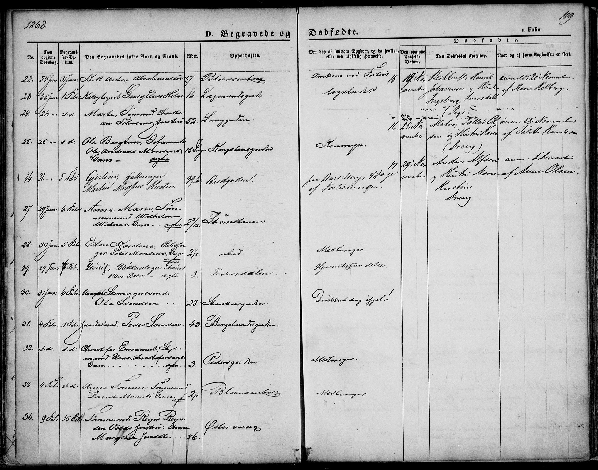 St. Petri sokneprestkontor, AV/SAST-A-101813/001/30/30BA/L0003: Parish register (official) no. A 3, 1861-1872, p. 109