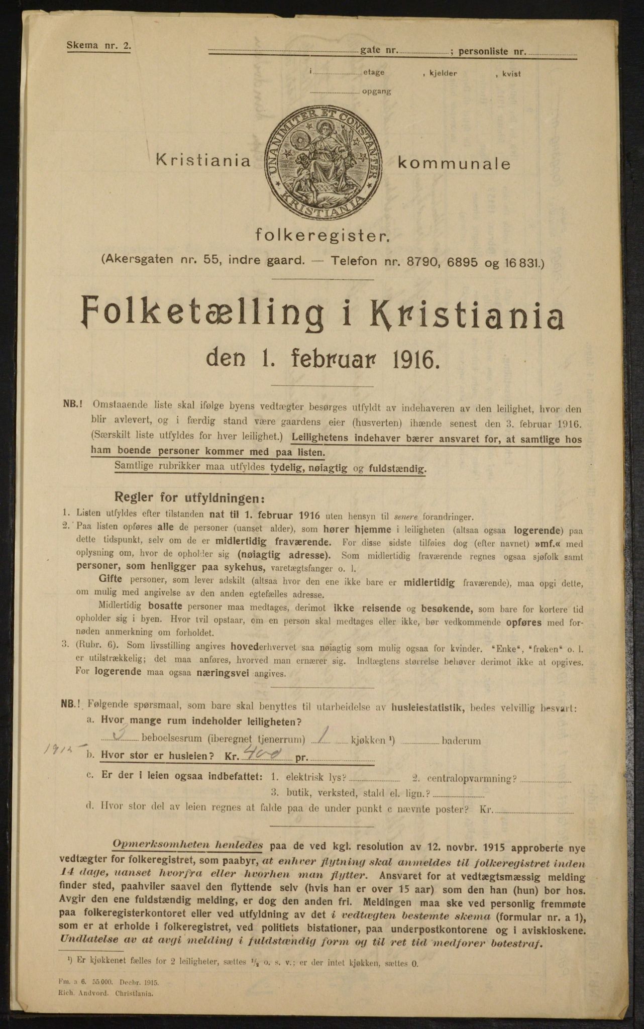 OBA, Municipal Census 1916 for Kristiania, 1916, p. 22076