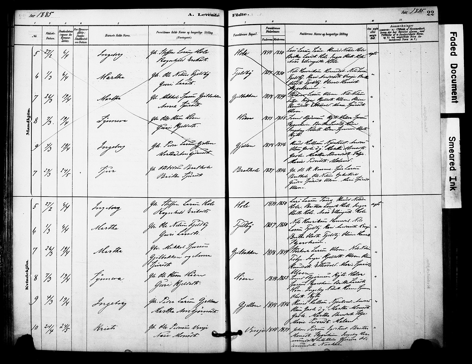 Vossestrand Sokneprestembete, AV/SAB-A-79101/H/Haa: Parish register (official) no. C 1, 1878-1903, p. 22