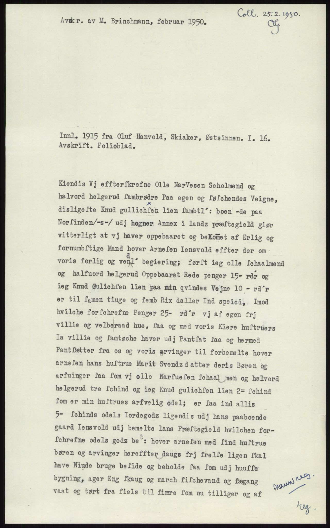 Samlinger til kildeutgivelse, Diplomavskriftsamlingen, RA/EA-4053/H/Ha, p. 3543