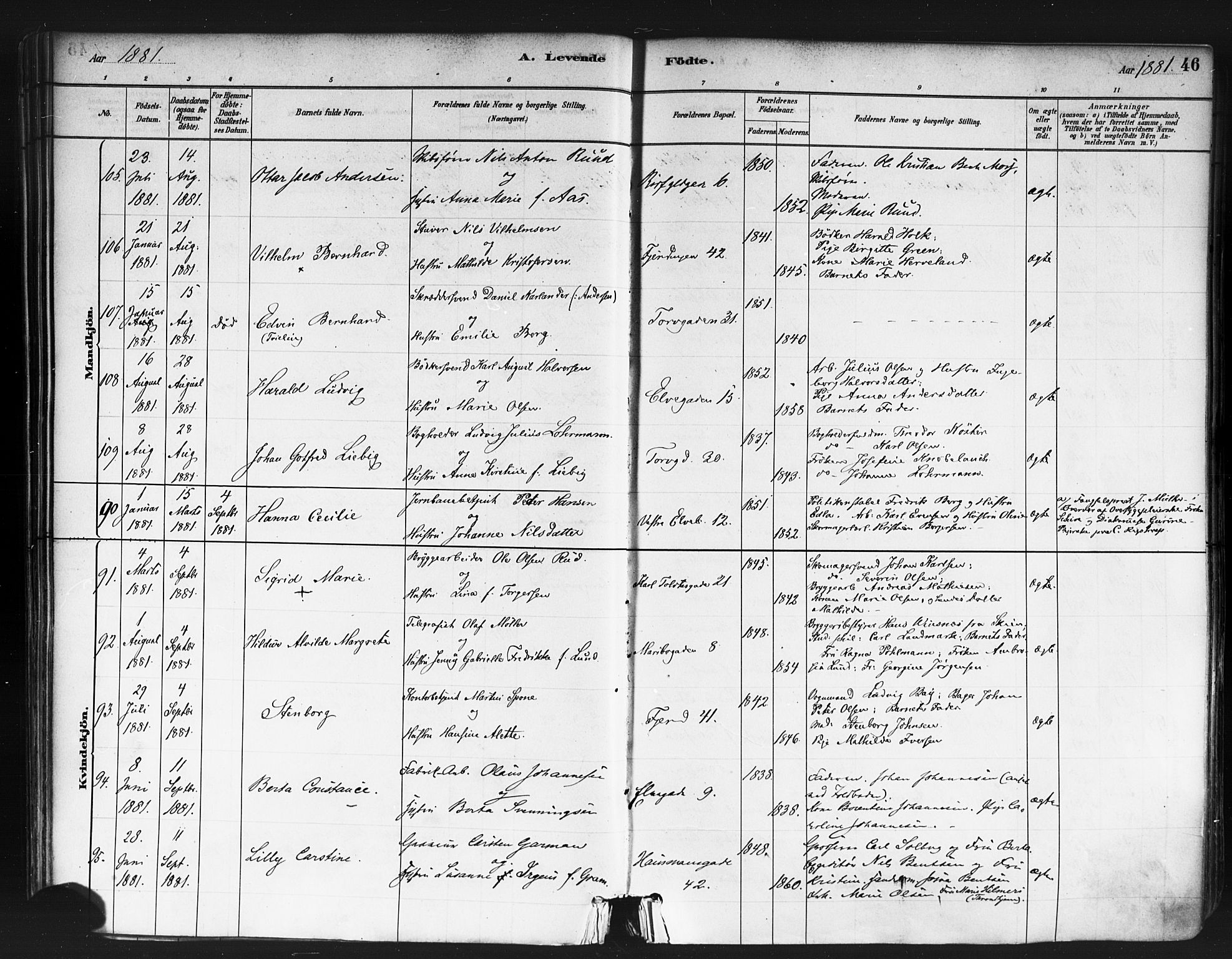 Jakob prestekontor Kirkebøker, AV/SAO-A-10850/F/Fa/L0003: Parish register (official) no. 3, 1880-1895, p. 46