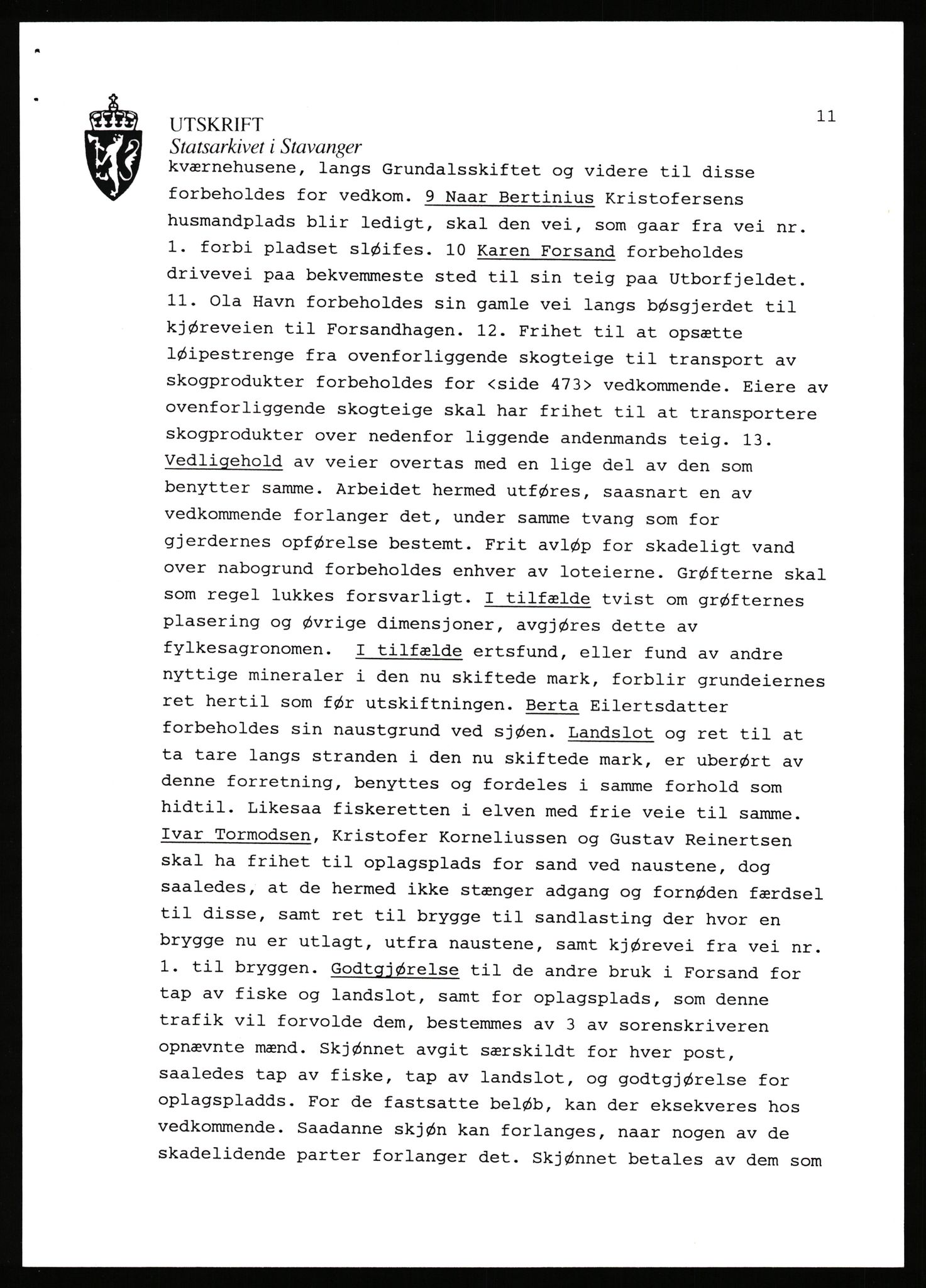 Statsarkivet i Stavanger, AV/SAST-A-101971/03/Y/Yj/L0022: Avskrifter sortert etter gårdsnavn: Foss - Frøiland i Hetland, 1750-1930, p. 203