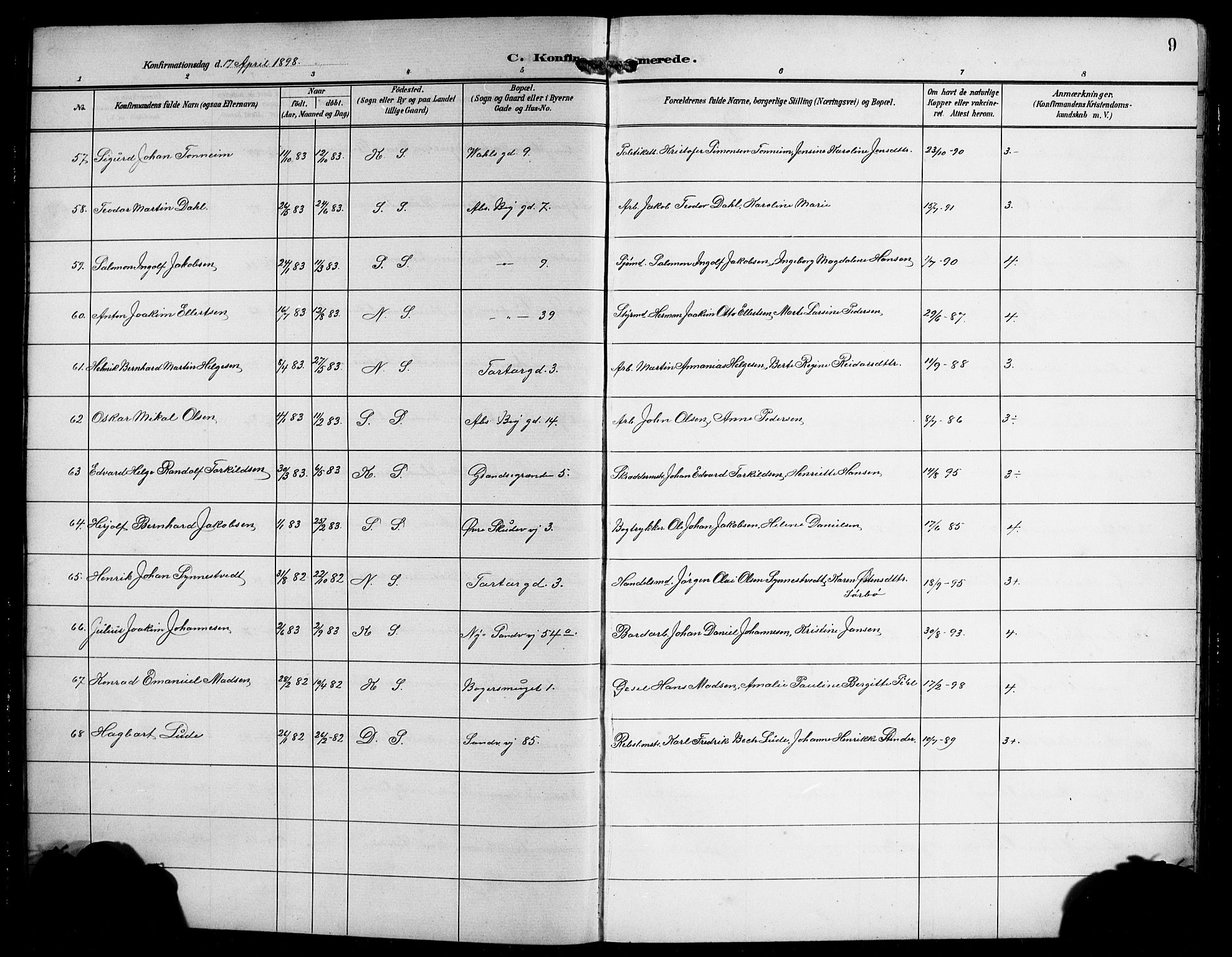 Sandviken Sokneprestembete, SAB/A-77601/H/Hb/L0009: Parish register (copy) no. C 1, 1898-1907, p. 9