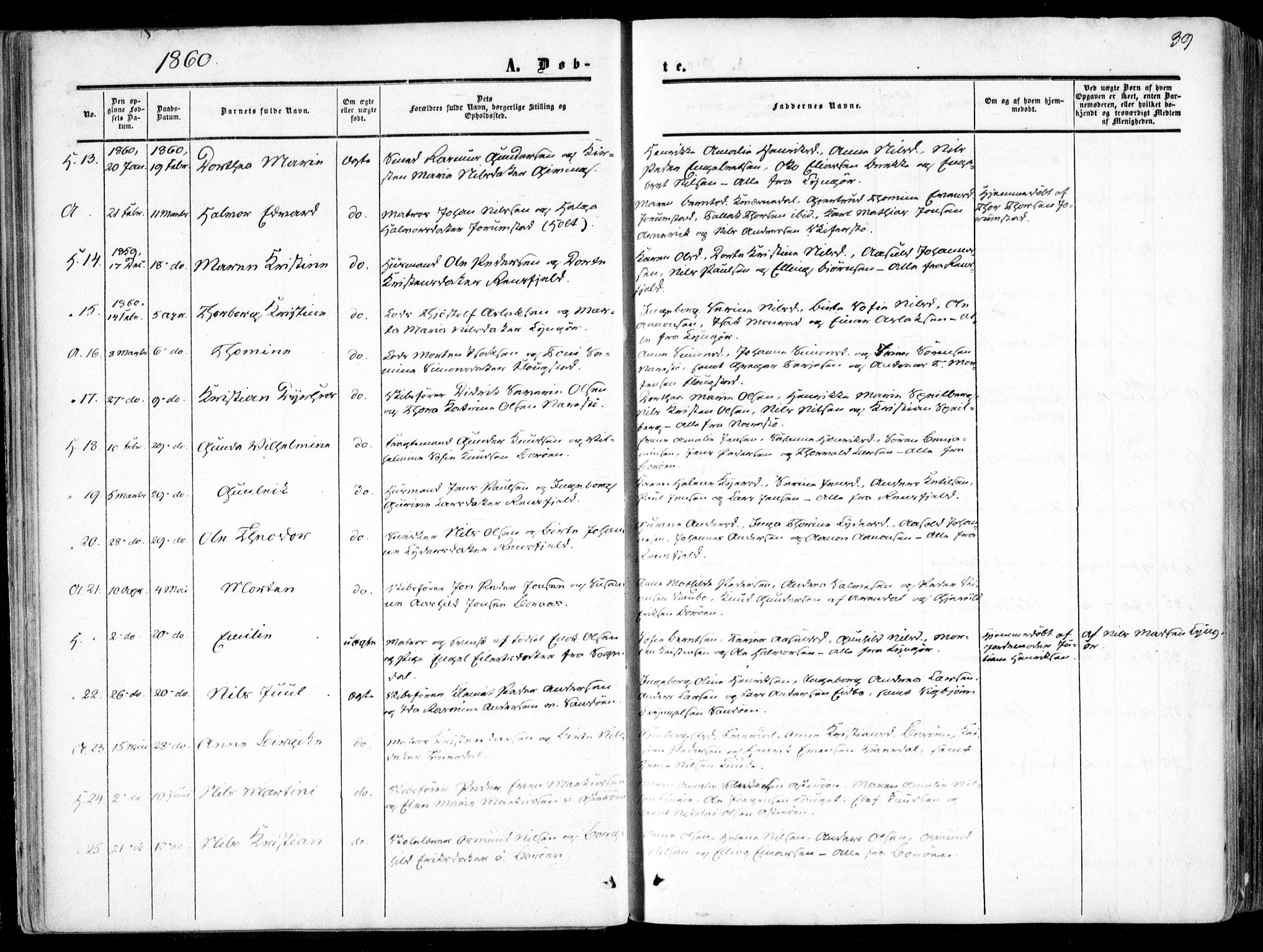 Dypvåg sokneprestkontor, SAK/1111-0007/F/Fa/Faa/L0006: Parish register (official) no. A 6, 1855-1872, p. 39