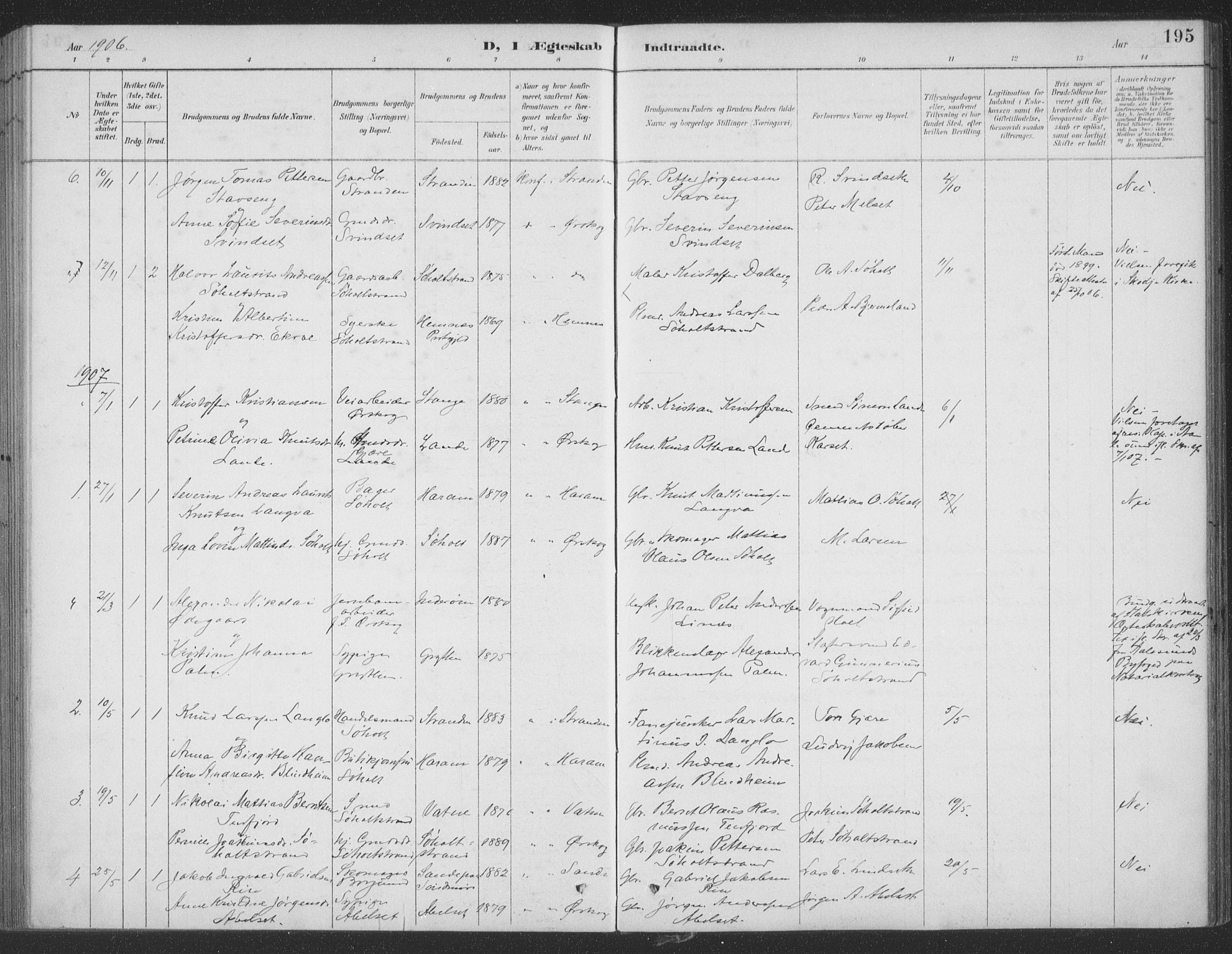 Ministerialprotokoller, klokkerbøker og fødselsregistre - Møre og Romsdal, SAT/A-1454/522/L0316: Parish register (official) no. 522A11, 1890-1911, p. 195