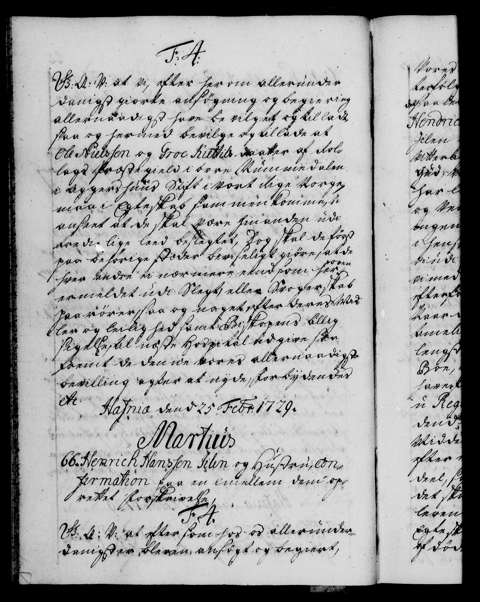 Danske Kanselli 1572-1799, AV/RA-EA-3023/F/Fc/Fca/Fcaa/L0026: Norske registre, 1729-1730, p. 42b