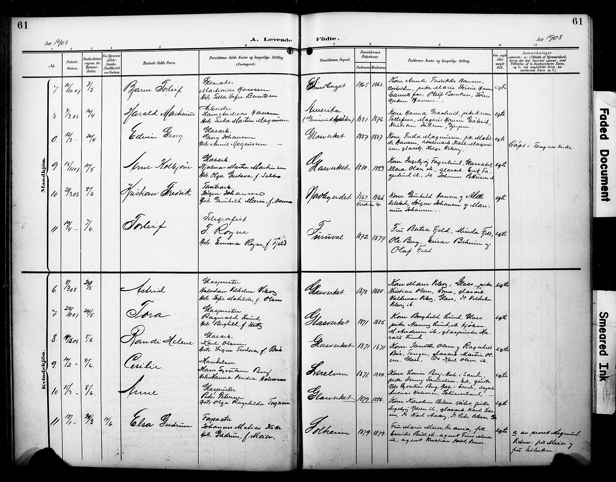 Skoger kirkebøker, SAKO/A-59/G/Ga/L0003: Parish register (copy) no. I 3, 1900-1927, p. 61