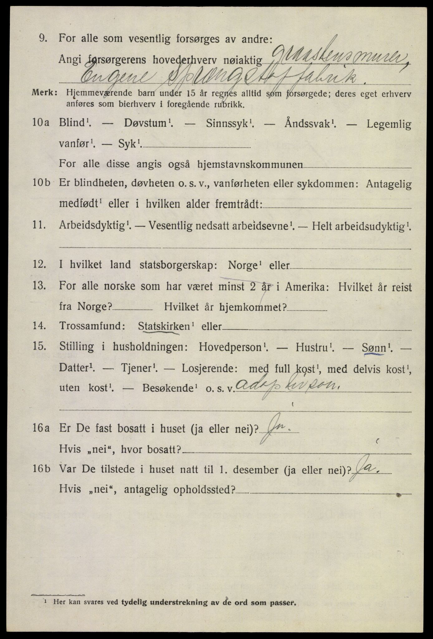 SAKO, 1920 census for Hurum, 1920, p. 3109