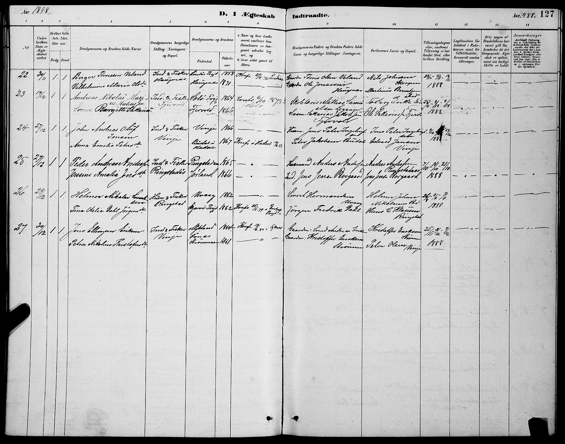 Ministerialprotokoller, klokkerbøker og fødselsregistre - Nordland, AV/SAT-A-1459/891/L1315: Parish register (copy) no. 891C04, 1886-1893, p. 127