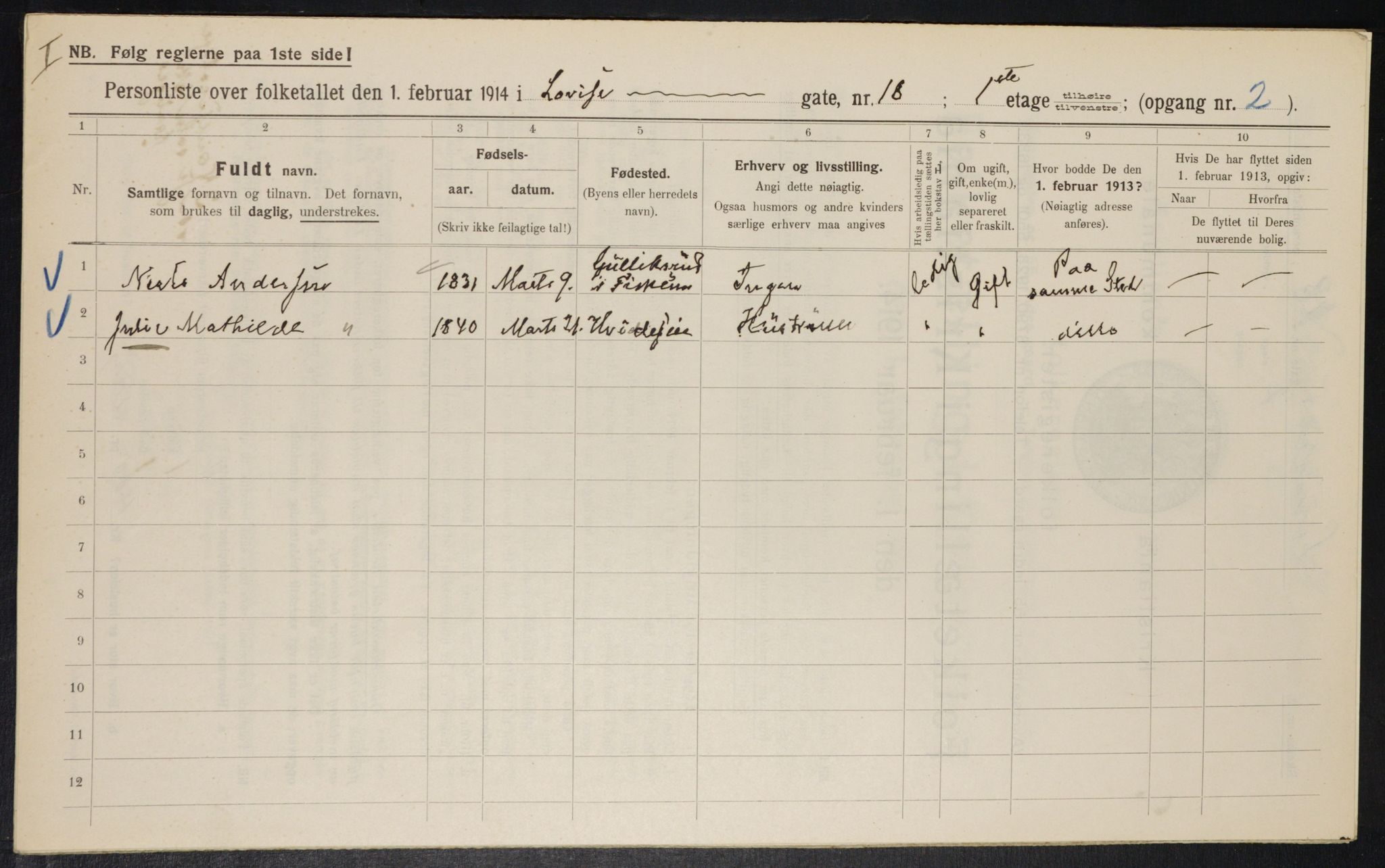 OBA, Municipal Census 1914 for Kristiania, 1914, p. 58327