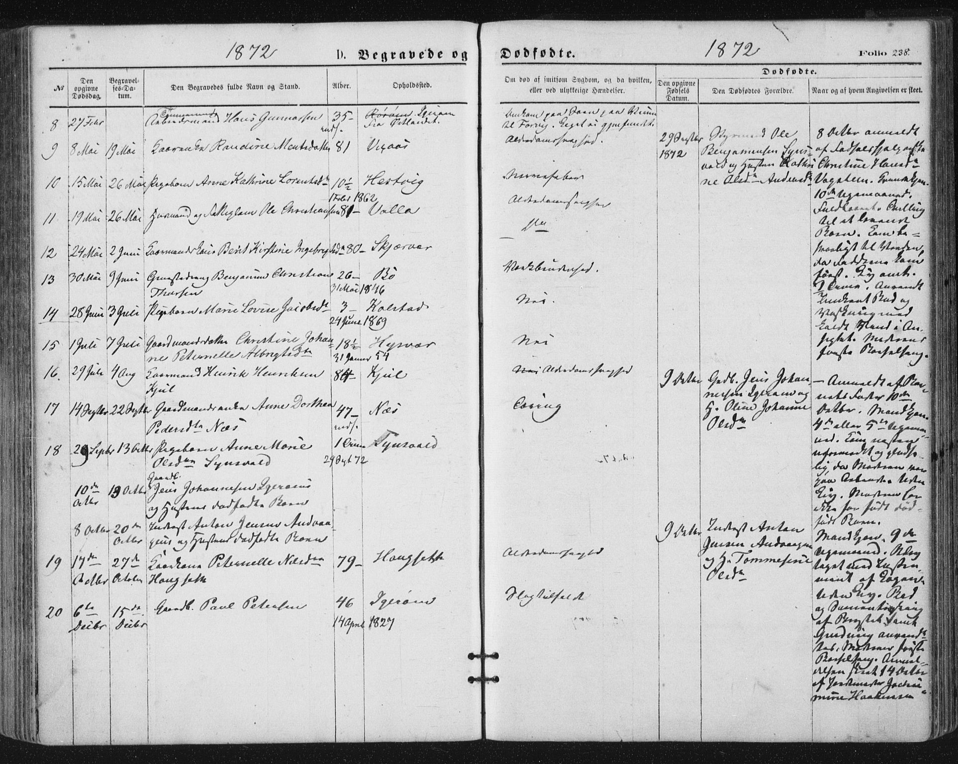 Ministerialprotokoller, klokkerbøker og fødselsregistre - Nordland, SAT/A-1459/816/L0241: Parish register (official) no. 816A07, 1870-1885, p. 238