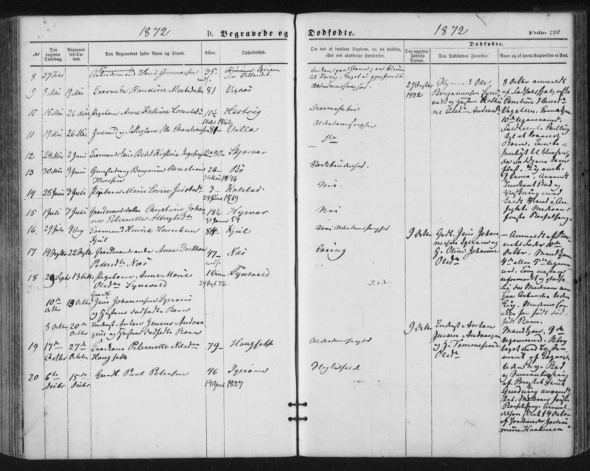 Ministerialprotokoller, klokkerbøker og fødselsregistre - Nordland, AV/SAT-A-1459/816/L0241: Parish register (official) no. 816A07, 1870-1885, p. 238