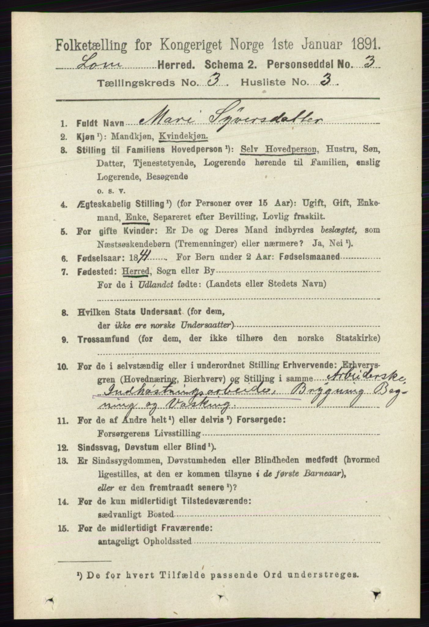 RA, 1891 census for 0514 Lom, 1891, p. 1273