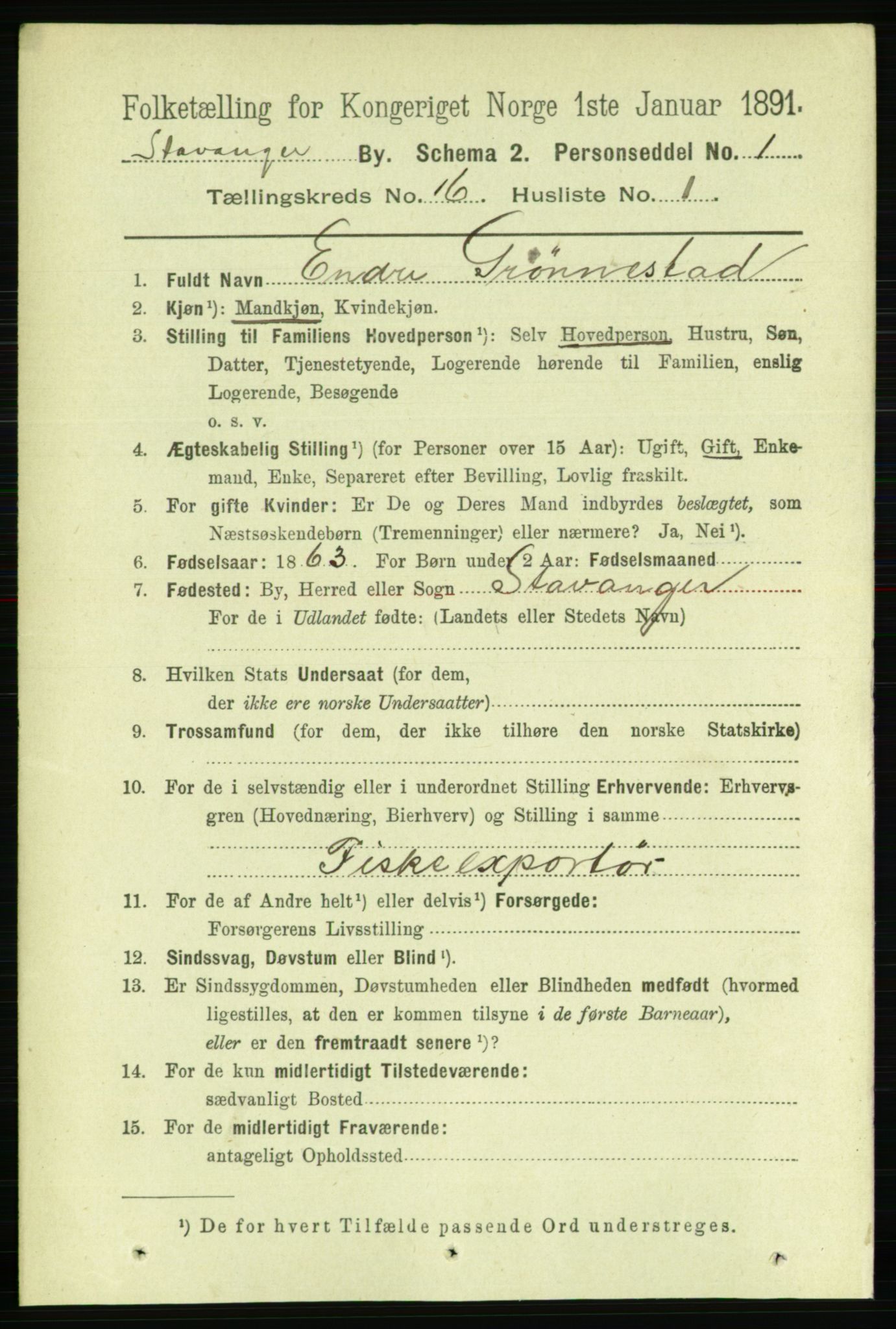 RA, 1891 census for 1103 Stavanger, 1891, p. 18841